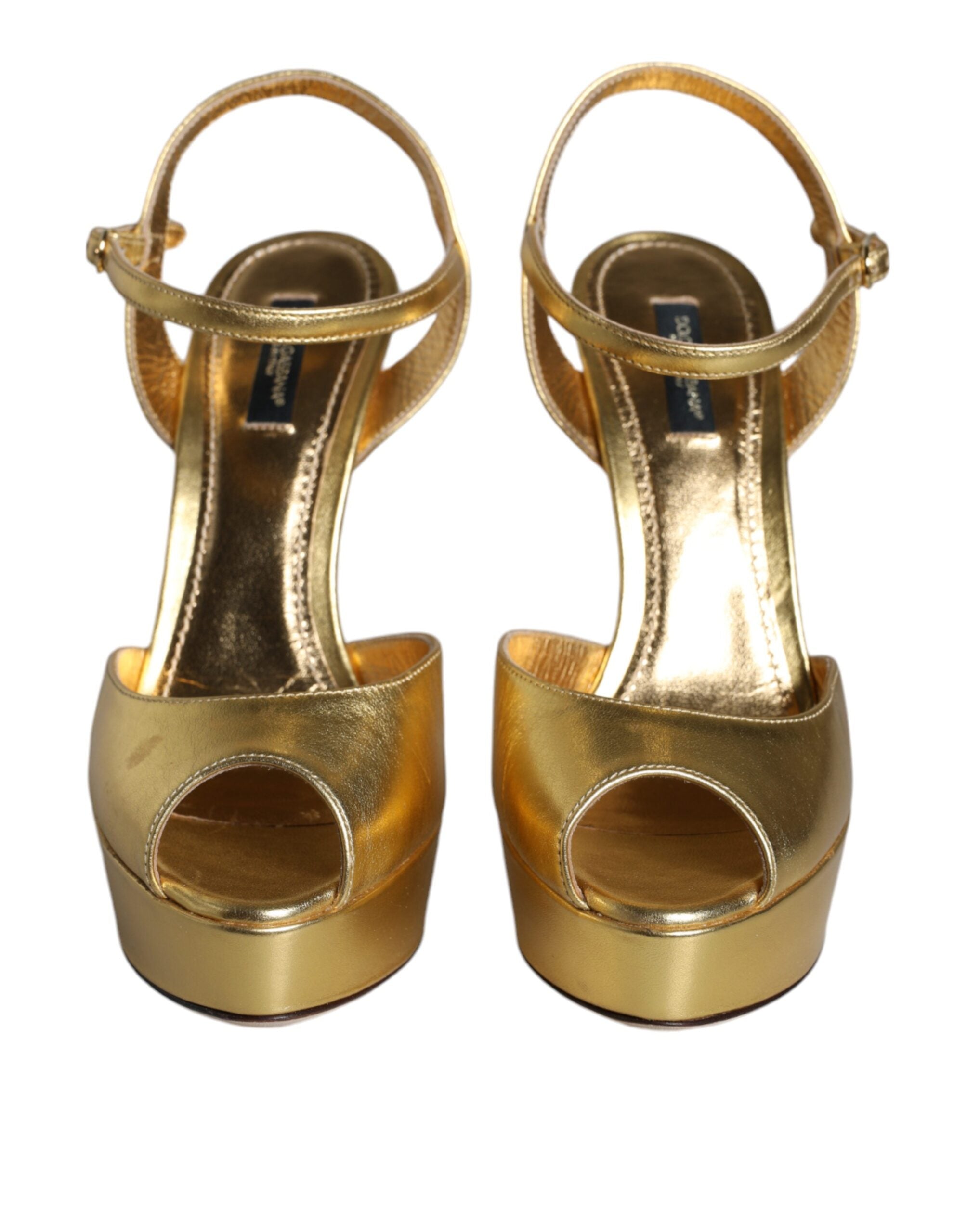 Dolce & Gabbana Gold Bette Leather Heels Sandals Women's Shoes (Pre-Owned)