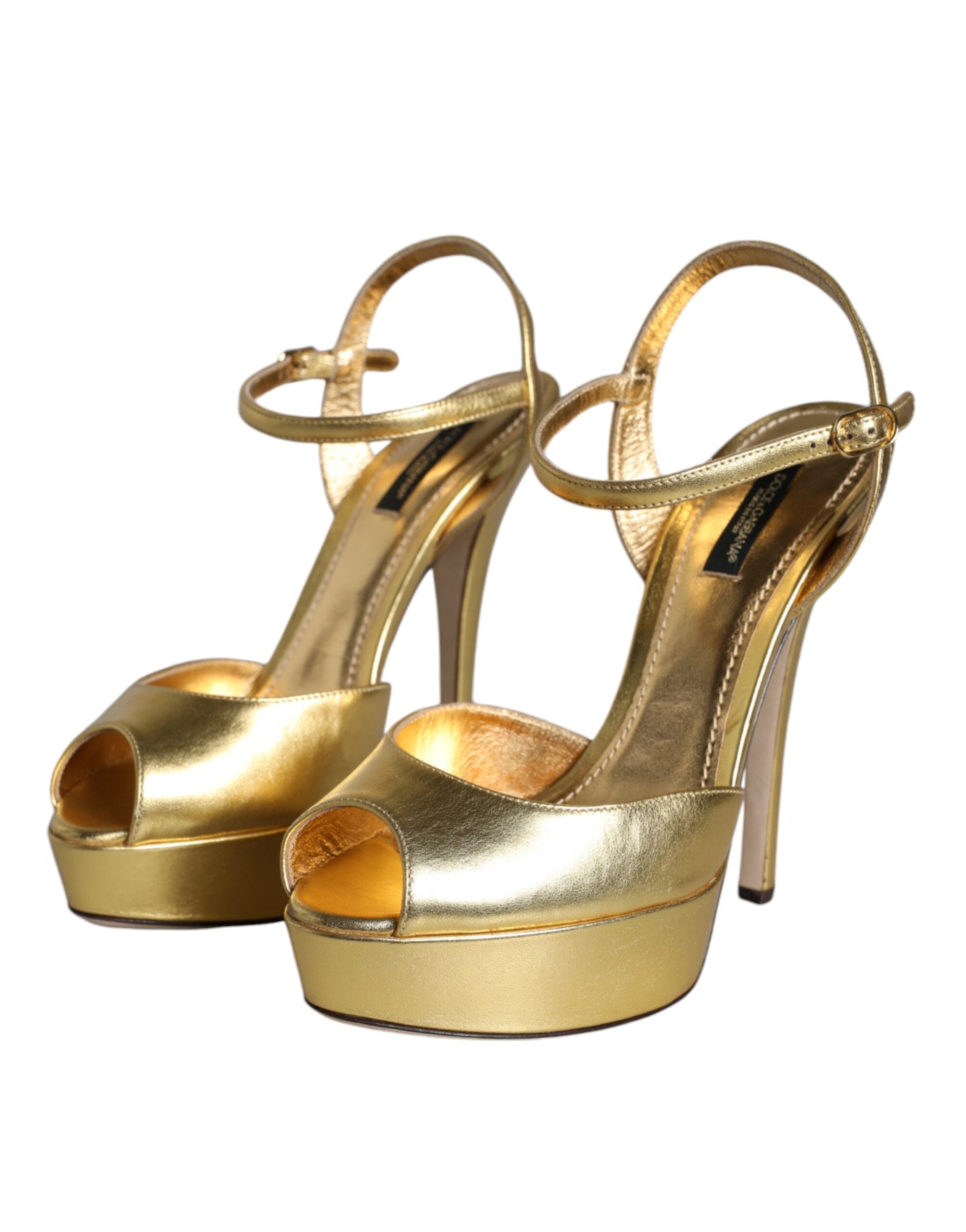 Dolce & Gabbana Gold Bette Leather Heels Sandals Women's Shoes (Pre-Owned)