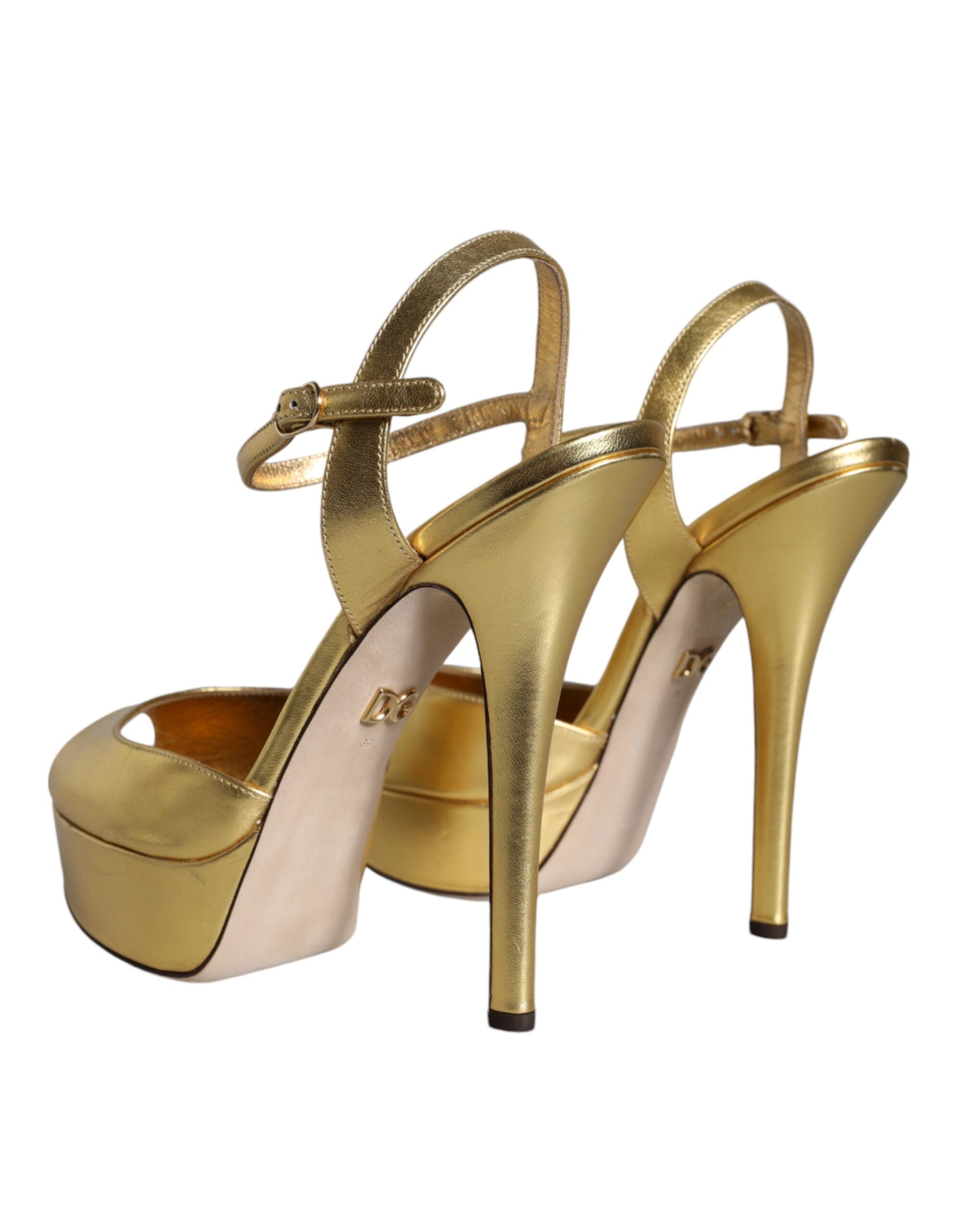 Dolce & Gabbana Gold Bette Leather Heels Sandals Women's Shoes (Pre-Owned)