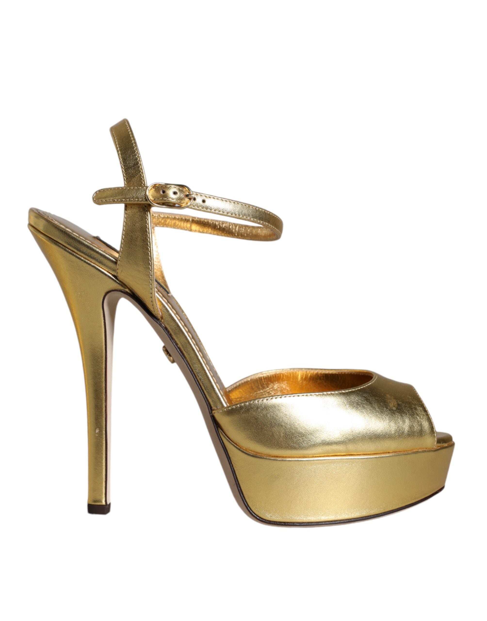 Dolce & Gabbana Gold Bette Leather Heels Sandals Women's Shoes (Pre-Owned)