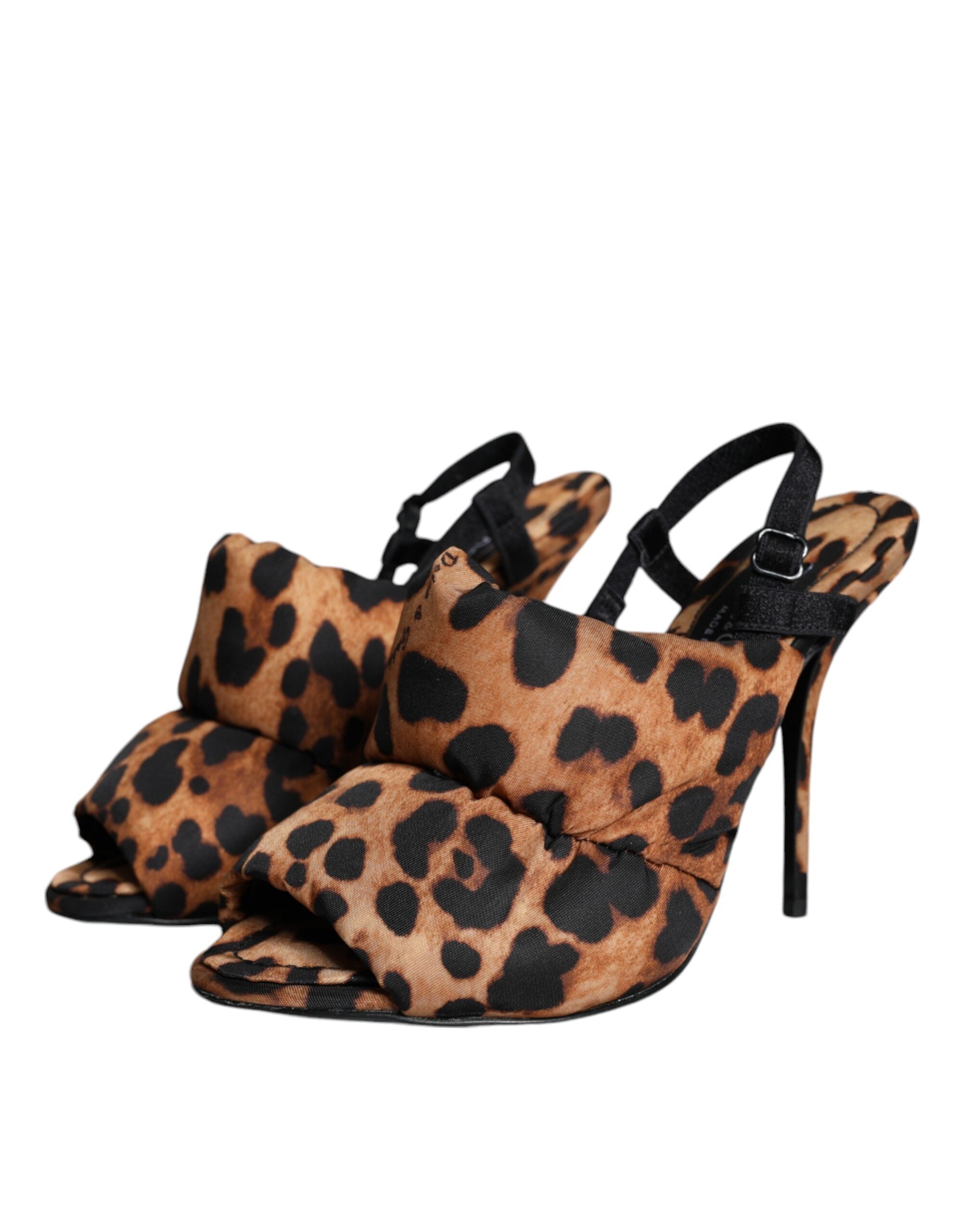 Dolce & Gabbana Brown Leopard Keira Slingback Sandals Women's Shoes