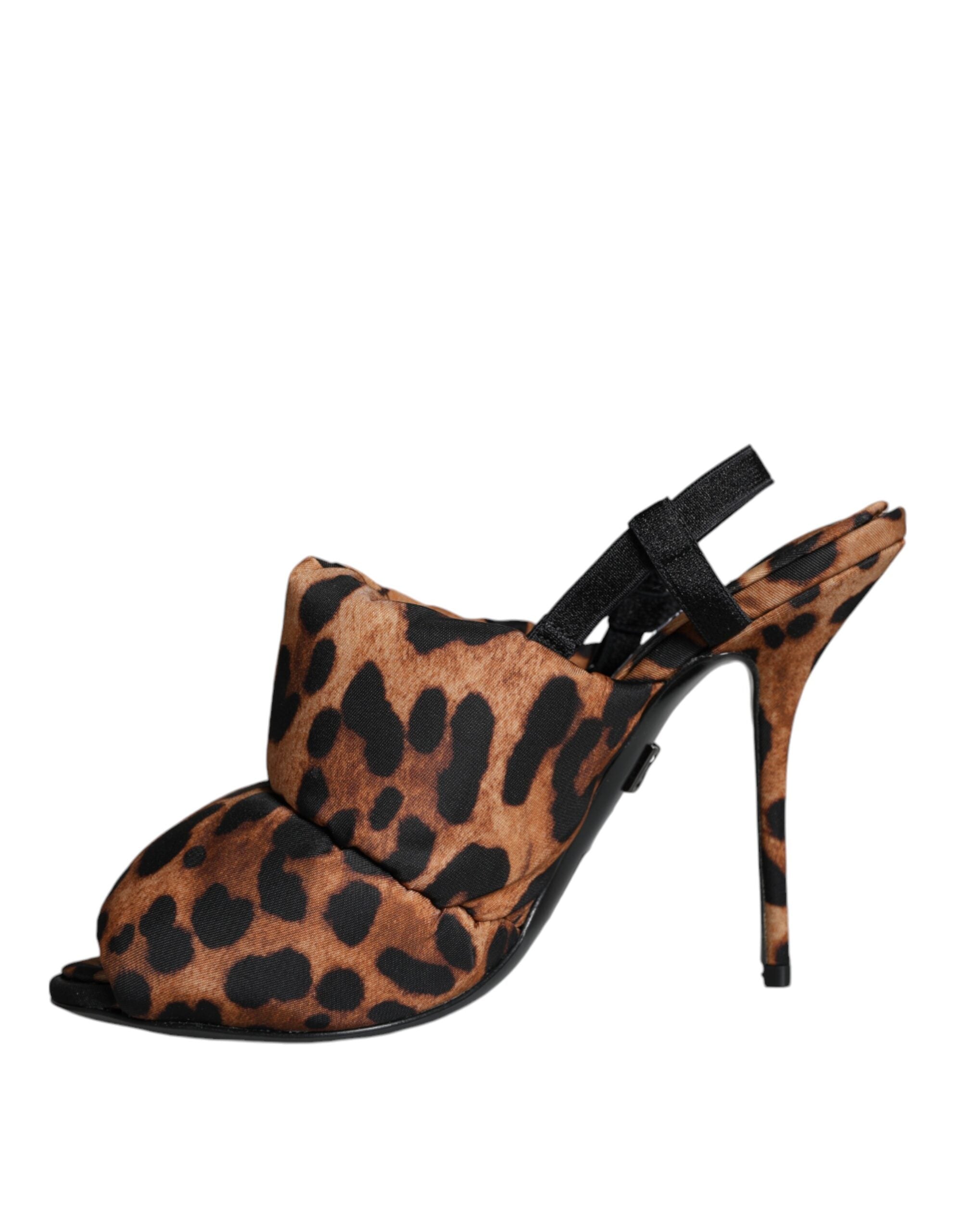 Dolce & Gabbana Brown Leopard Keira Slingback Sandals Women's Shoes