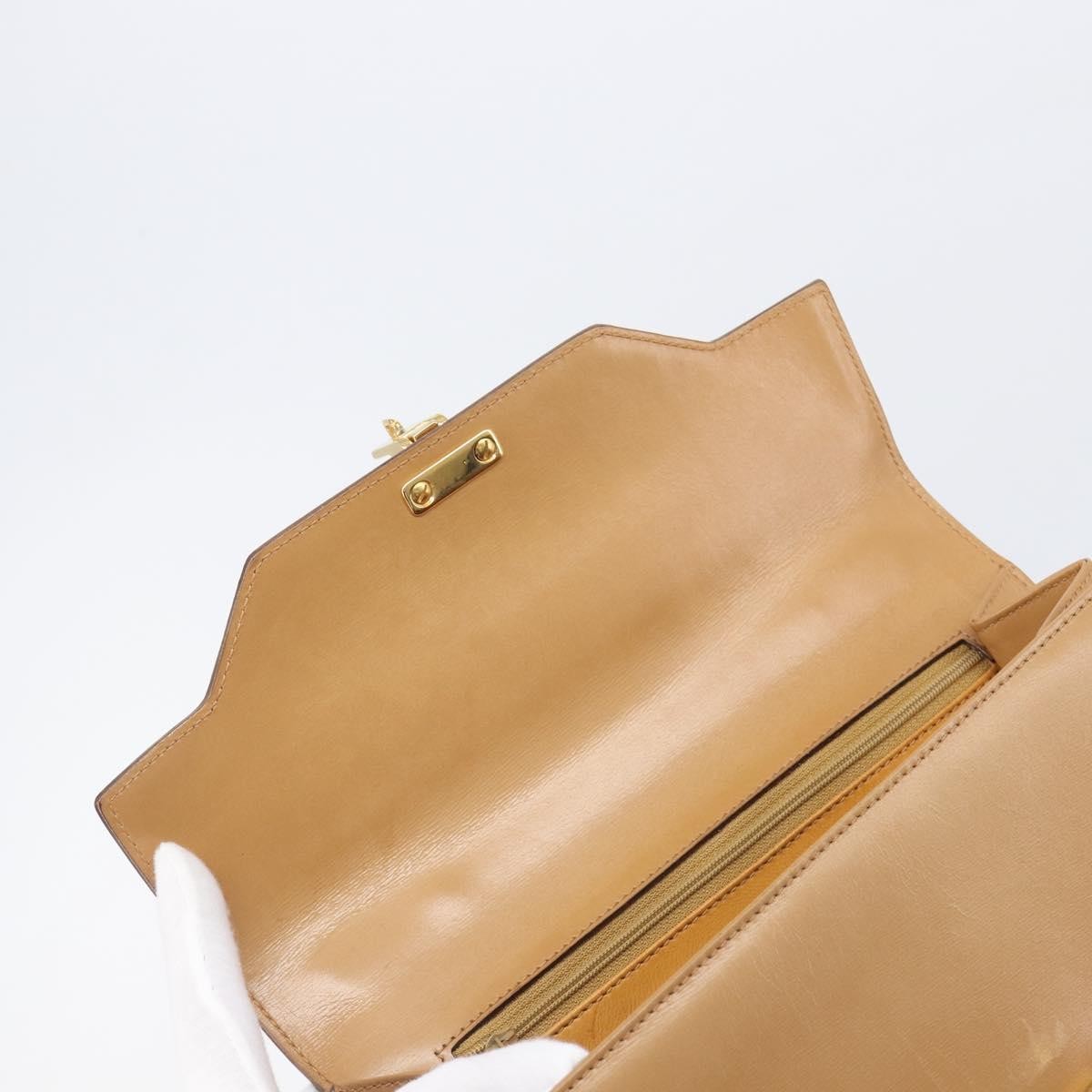 Gucci Vintage Lady Lock Top Handle Leather Beige Leather Handbag (Pre-Owned)