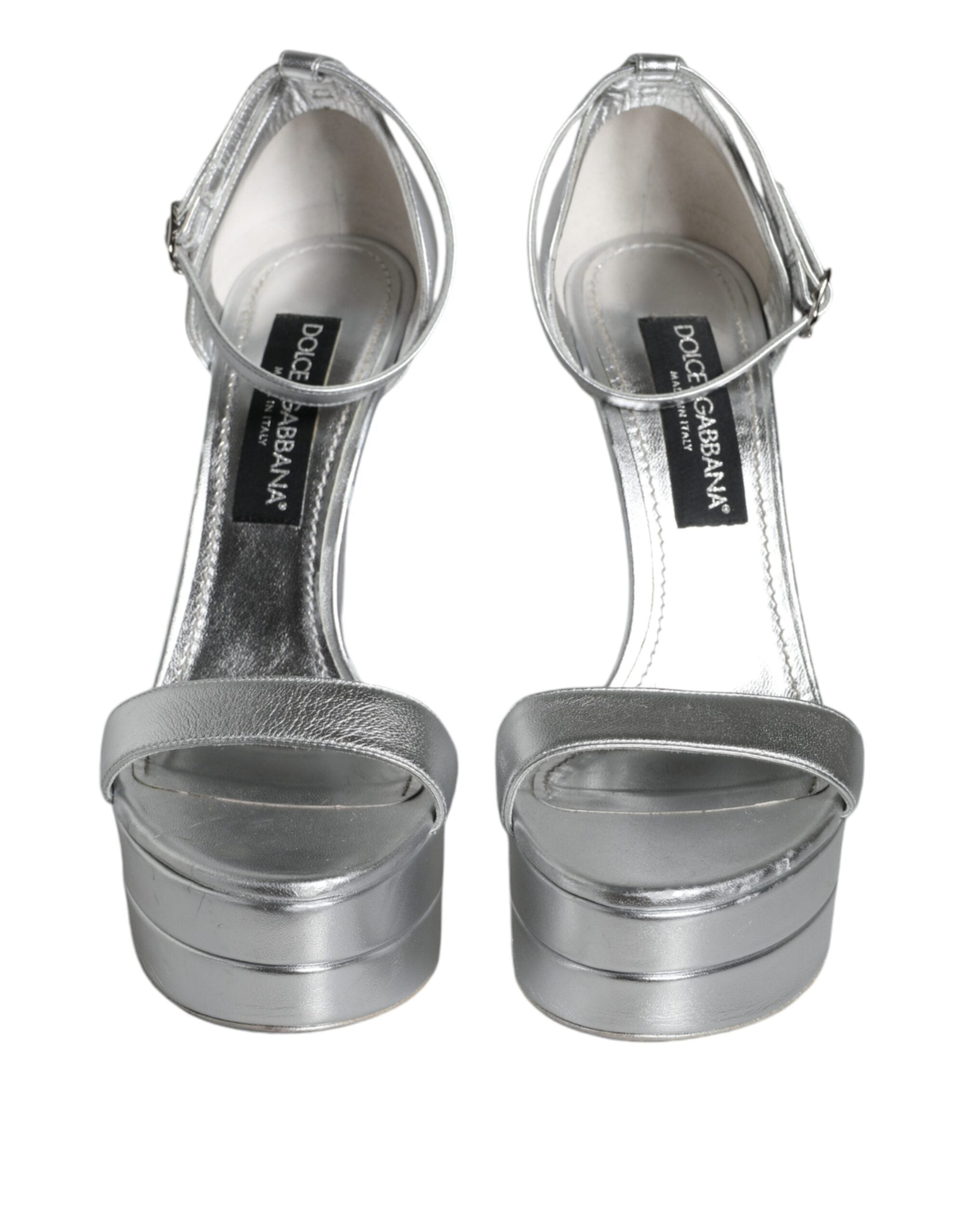 Dolce & Gabbana Silver KEIRA Heels Ankle Strap Sandals Women's Shoes (Pre-Owned)