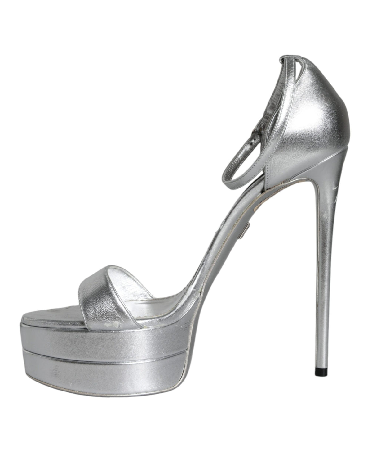 Dolce & Gabbana Silver KEIRA Heels Ankle Strap Sandals Women's Shoes (Pre-Owned)