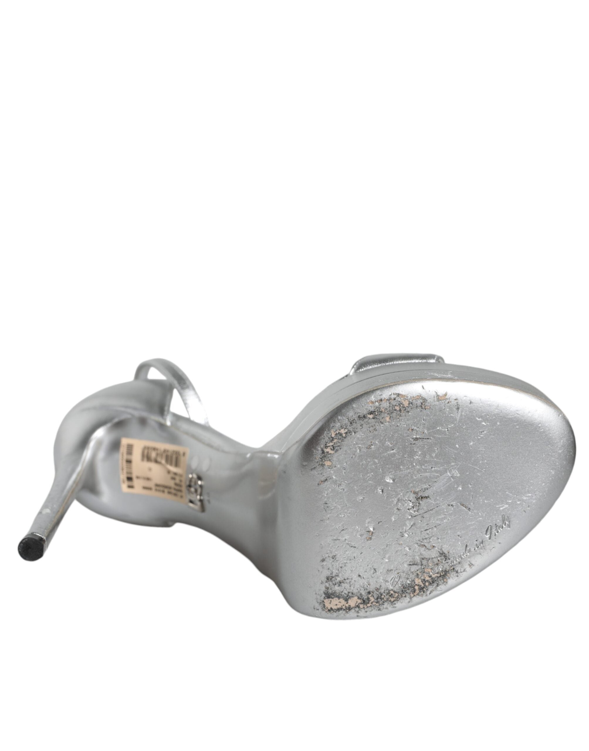 Dolce & Gabbana Silver KEIRA Heels Ankle Strap Sandals Women's Shoes (Pre-Owned)