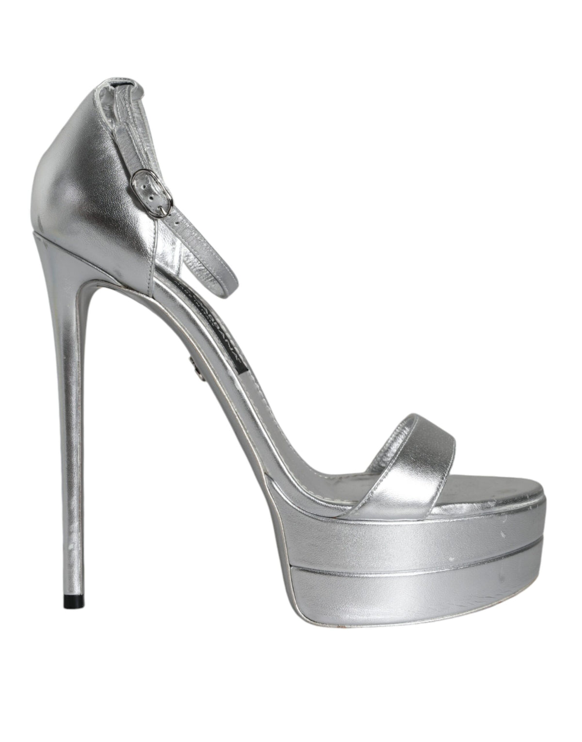 Dolce & Gabbana Silver KEIRA Heels Ankle Strap Sandals Women's Shoes (Pre-Owned)