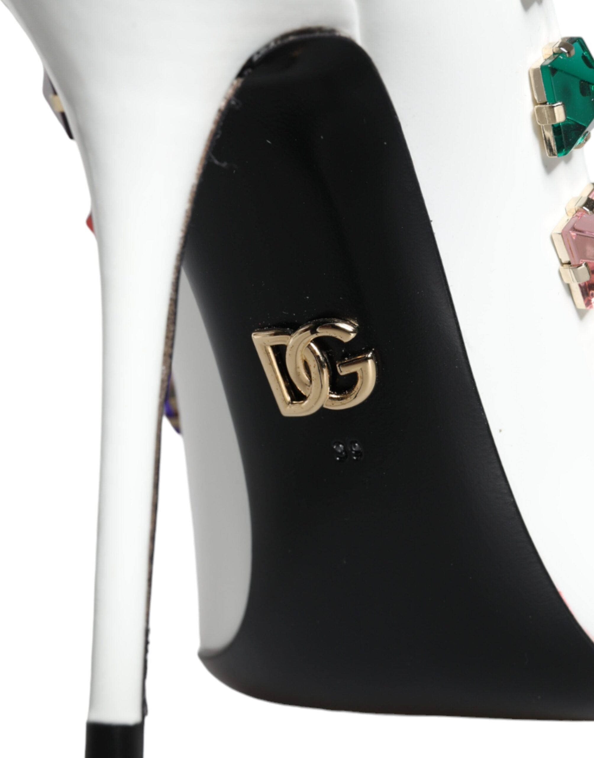 Dolce & Gabbana White Crystals Leather High Heels Pumps Women's Shoes