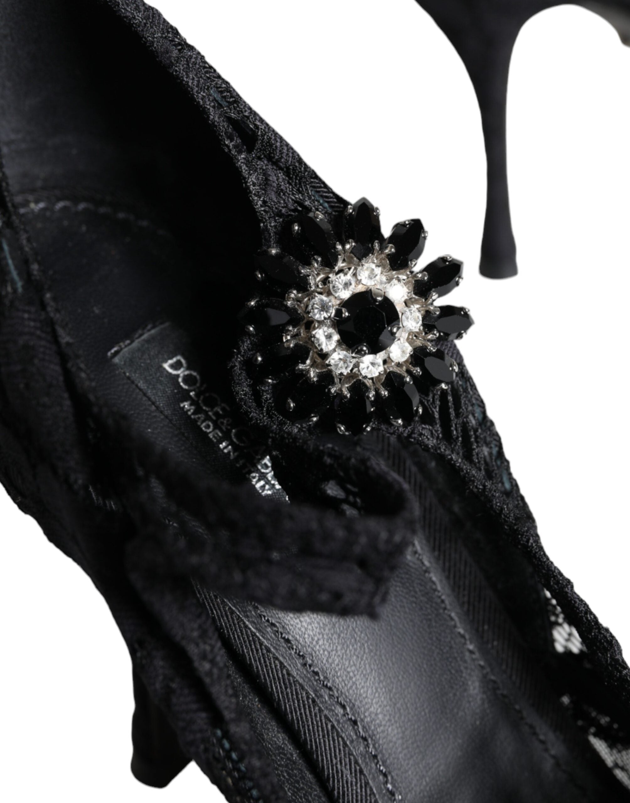 Dolce & Gabbana Black Mary Jane Pumps Lace Crystals Heels Women's Shoes (Pre-Owned)