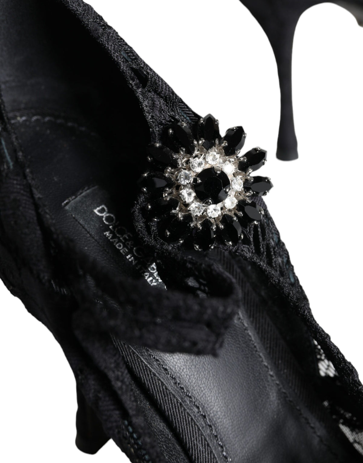 Dolce & Gabbana Black Mary Jane Pumps Lace Crystals Heels Women's Shoes (Pre-Owned)