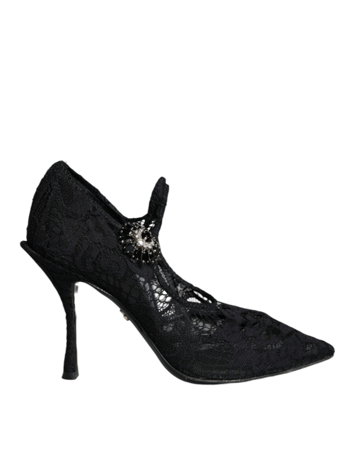 Dolce & Gabbana Black Mary Jane Pumps Lace Crystals Heels Women's Shoes (Pre-Owned)