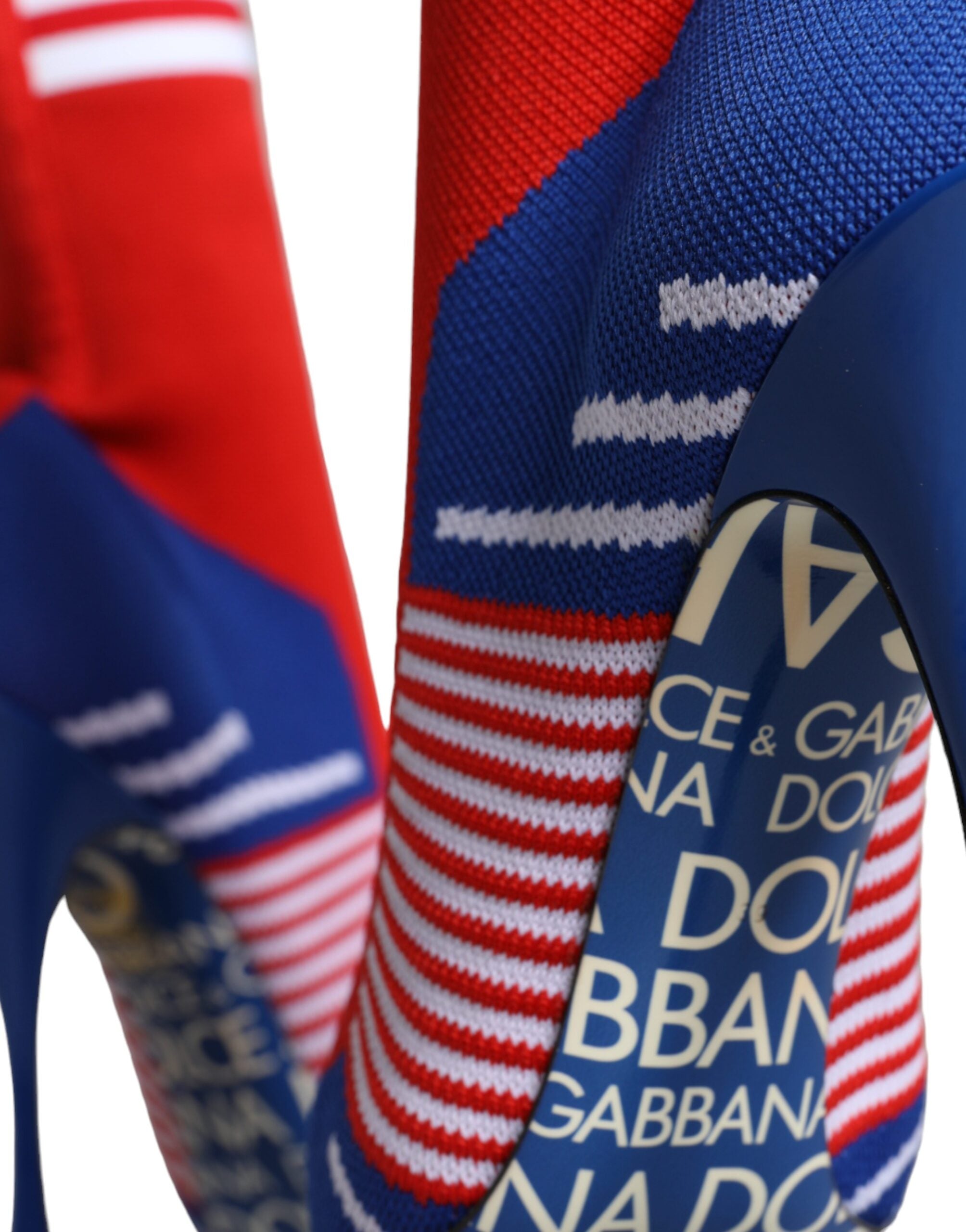 Dolce & Gabbana Red Blue Stretch Sock Style Ankle Boots Logo Women's Shoes