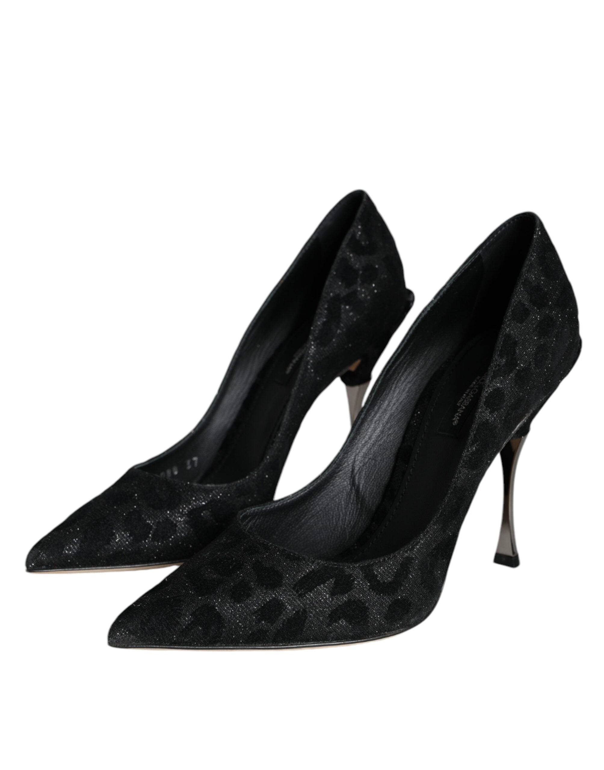 Dolce & Gabbana Black Leopard Lurex High Heels Pumps Women's Shoes