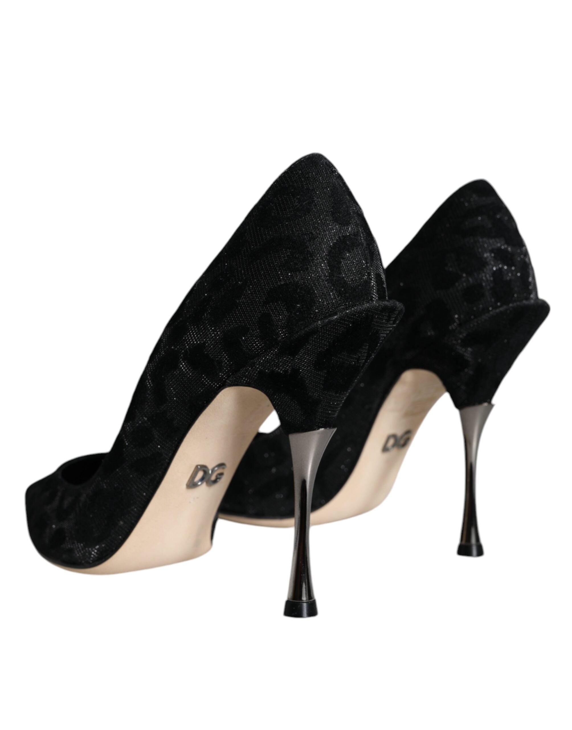 Dolce & Gabbana Black Leopard Lurex High Heels Pumps Women's Shoes