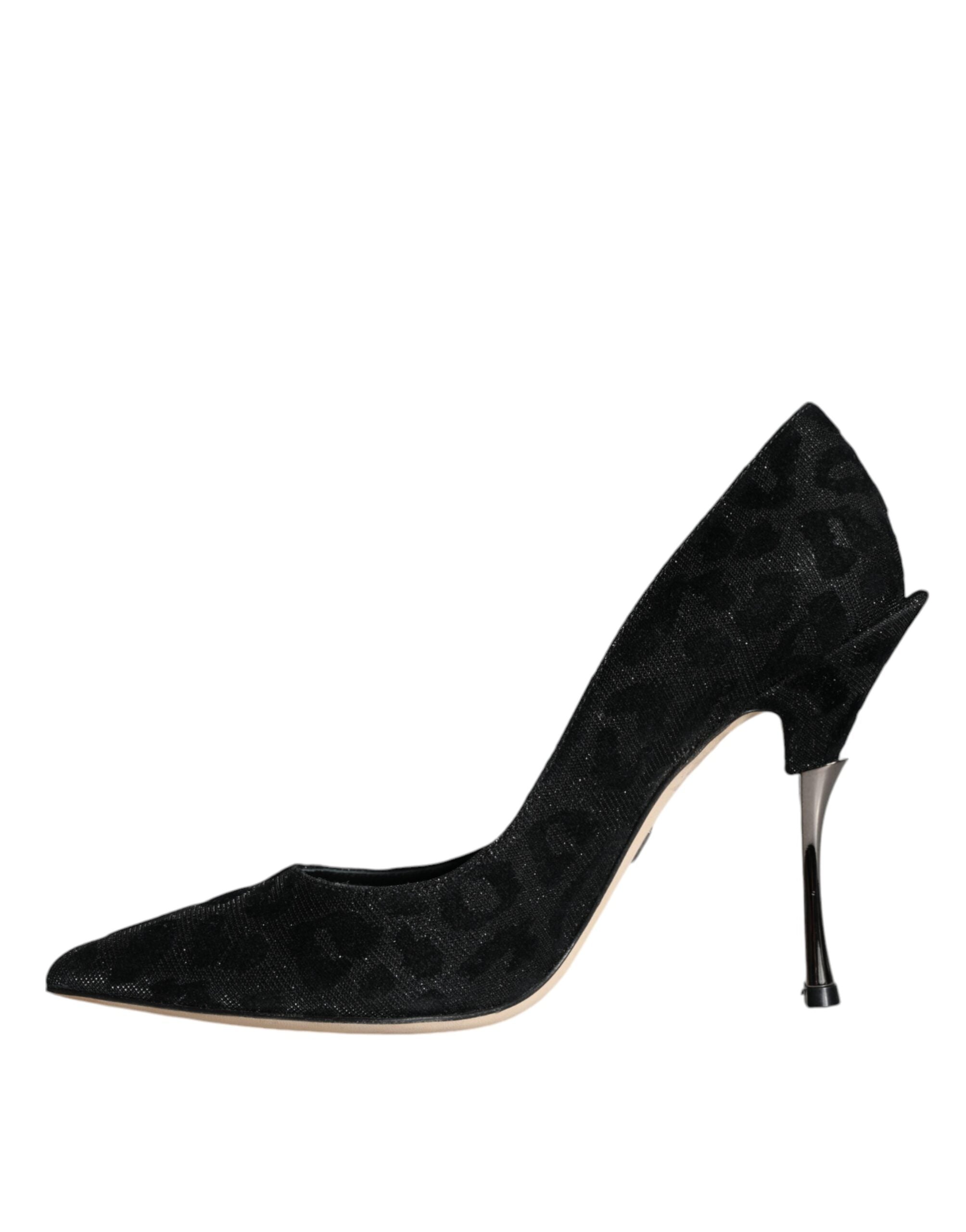 Dolce & Gabbana Black Leopard Lurex High Heels Pumps Women's Shoes