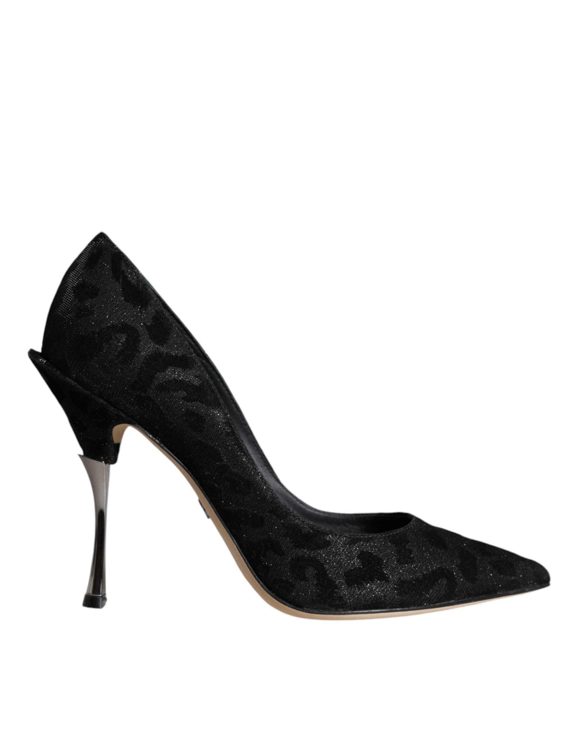 Dolce & Gabbana Black Leopard Lurex High Heels Pumps Women's Shoes