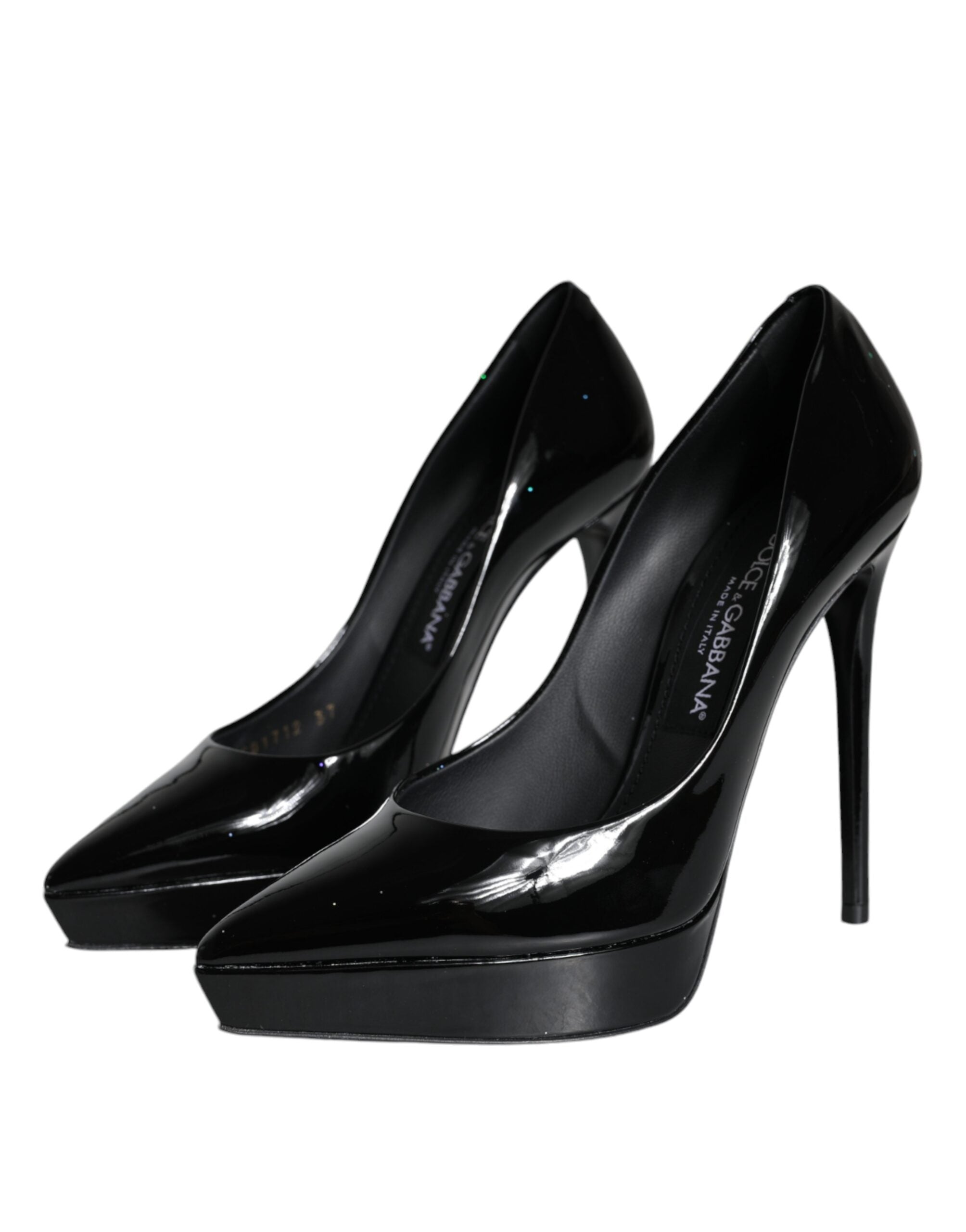 Dolce & Gabbana Black Leather Platform Heels Pumps Women's Shoes (Pre-Owned)