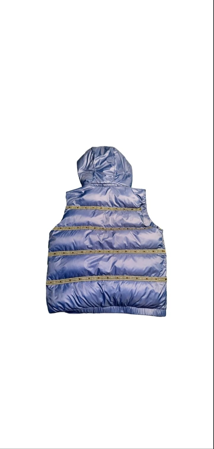 Versace Elegant Black Logo Band Vest with Detachable Men's Hood