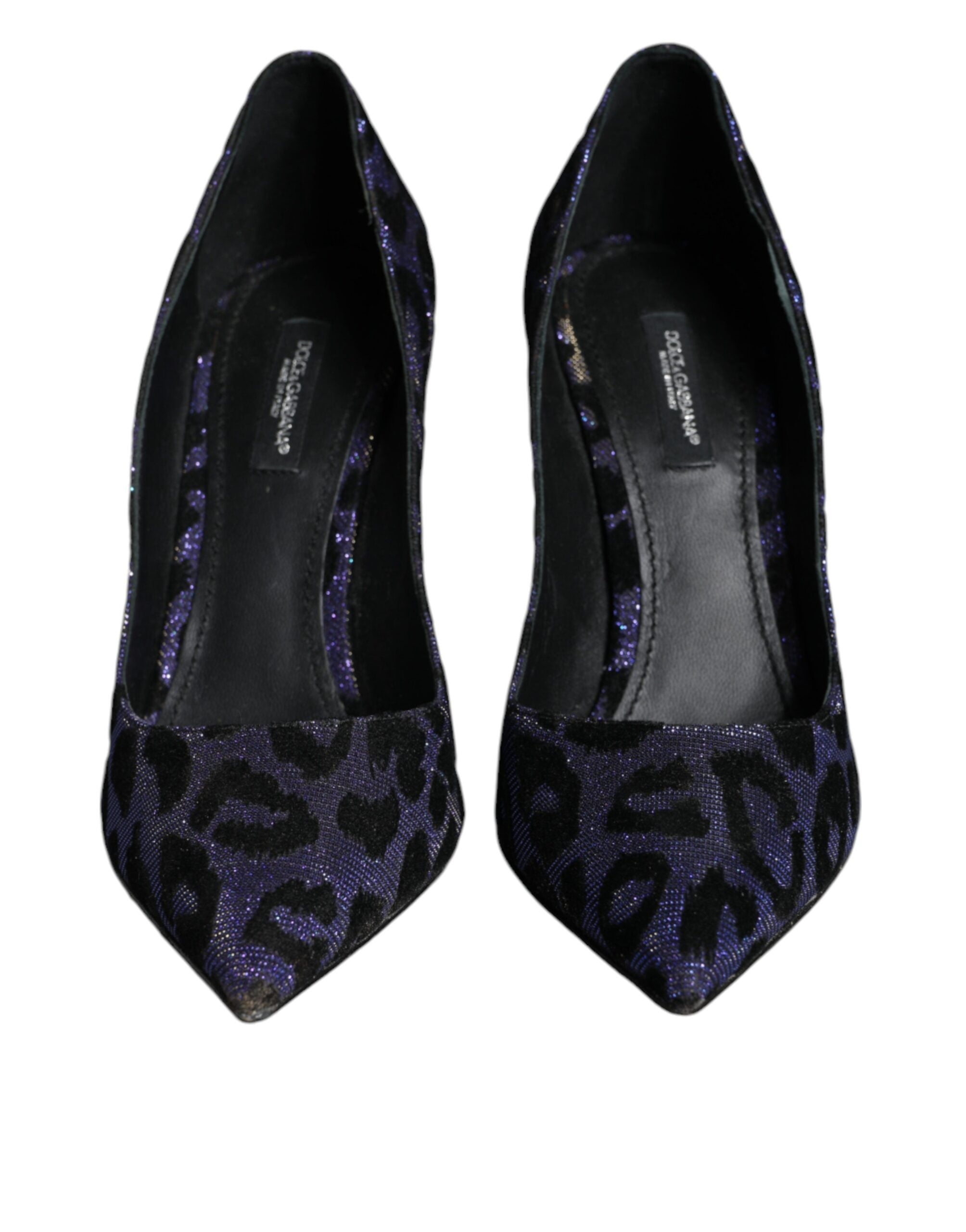 Dolce & Gabbana Violet Leopard Lurex High Heels Pumps Women's Shoes