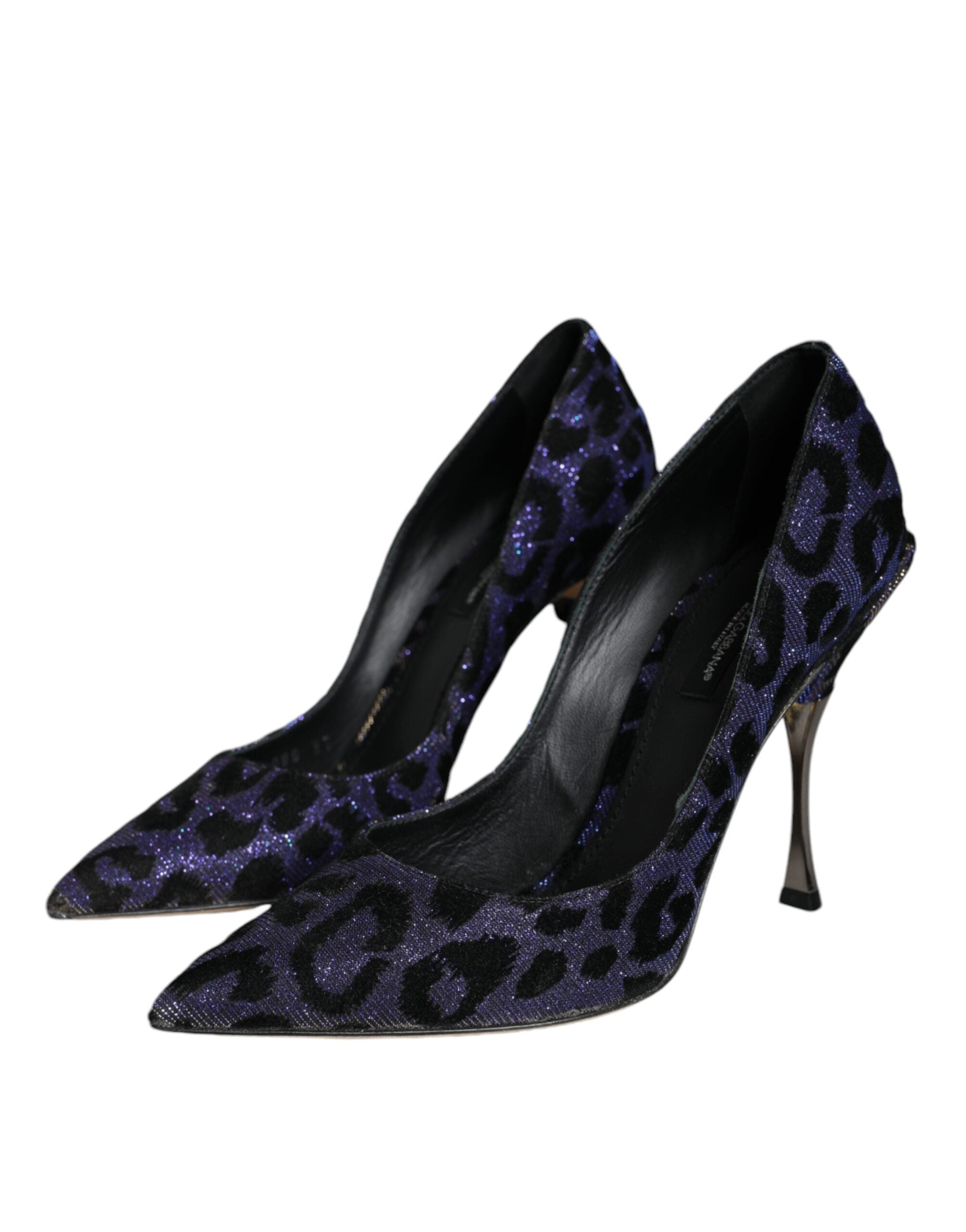 Dolce & Gabbana Violet Leopard Lurex High Heels Pumps Women's Shoes