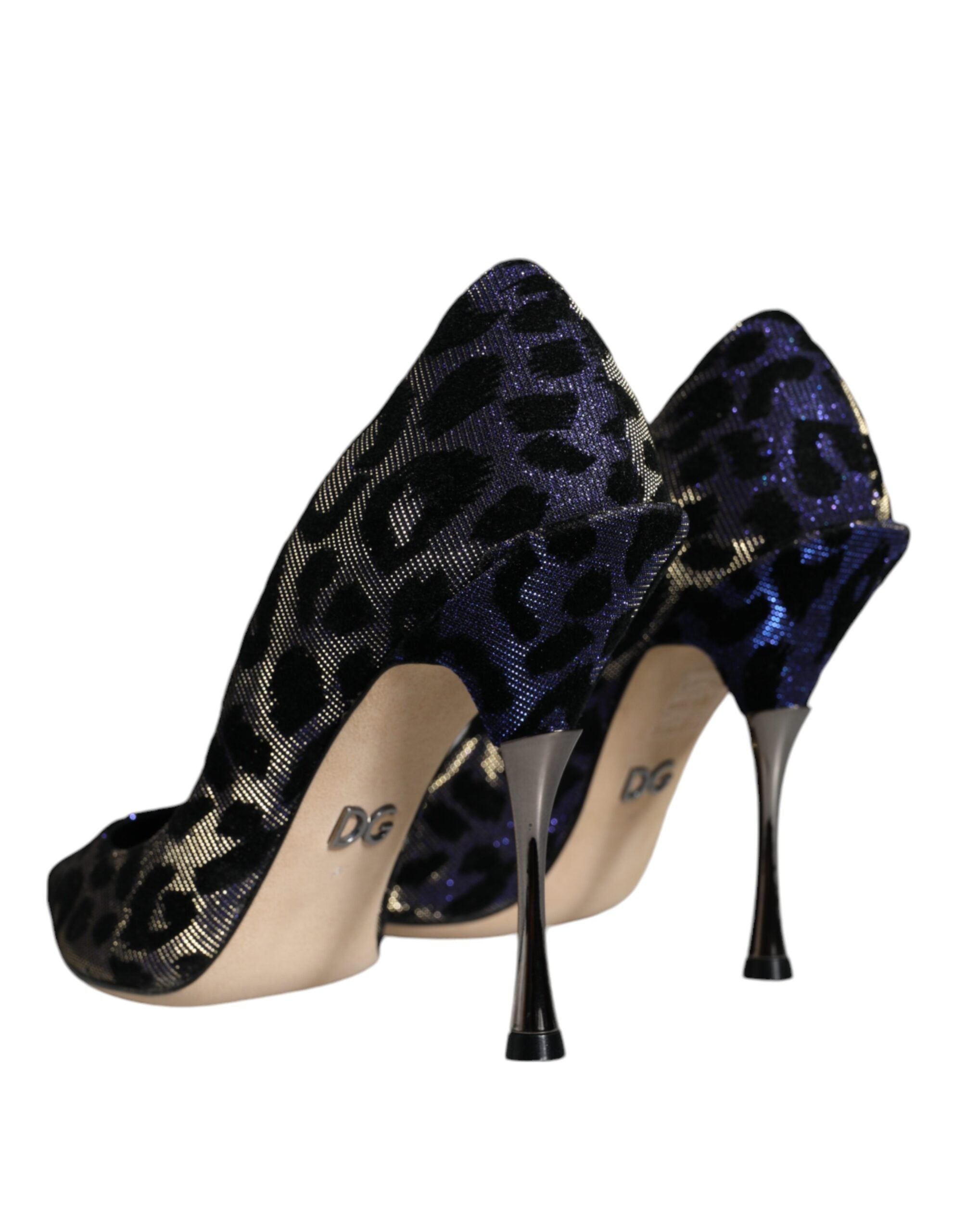 Dolce & Gabbana Violet Leopard Lurex High Heels Pumps Women's Shoes