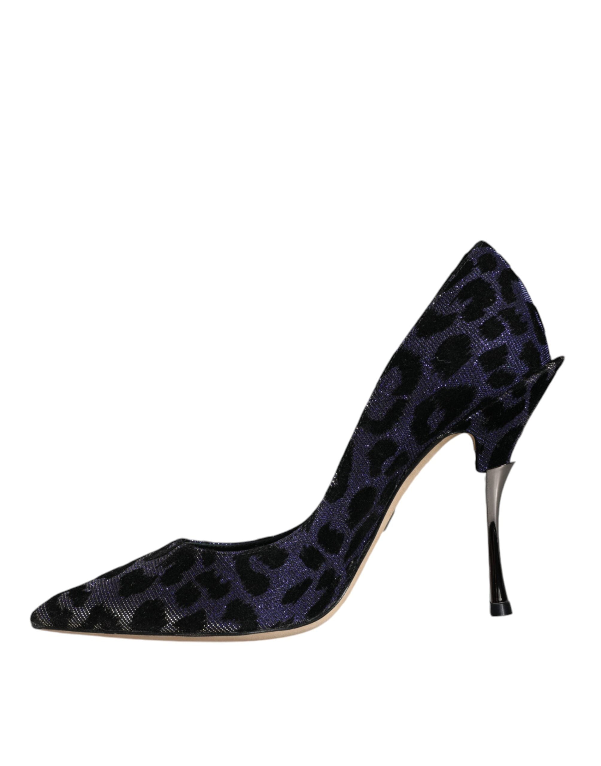 Dolce & Gabbana Violet Leopard Lurex High Heels Pumps Women's Shoes