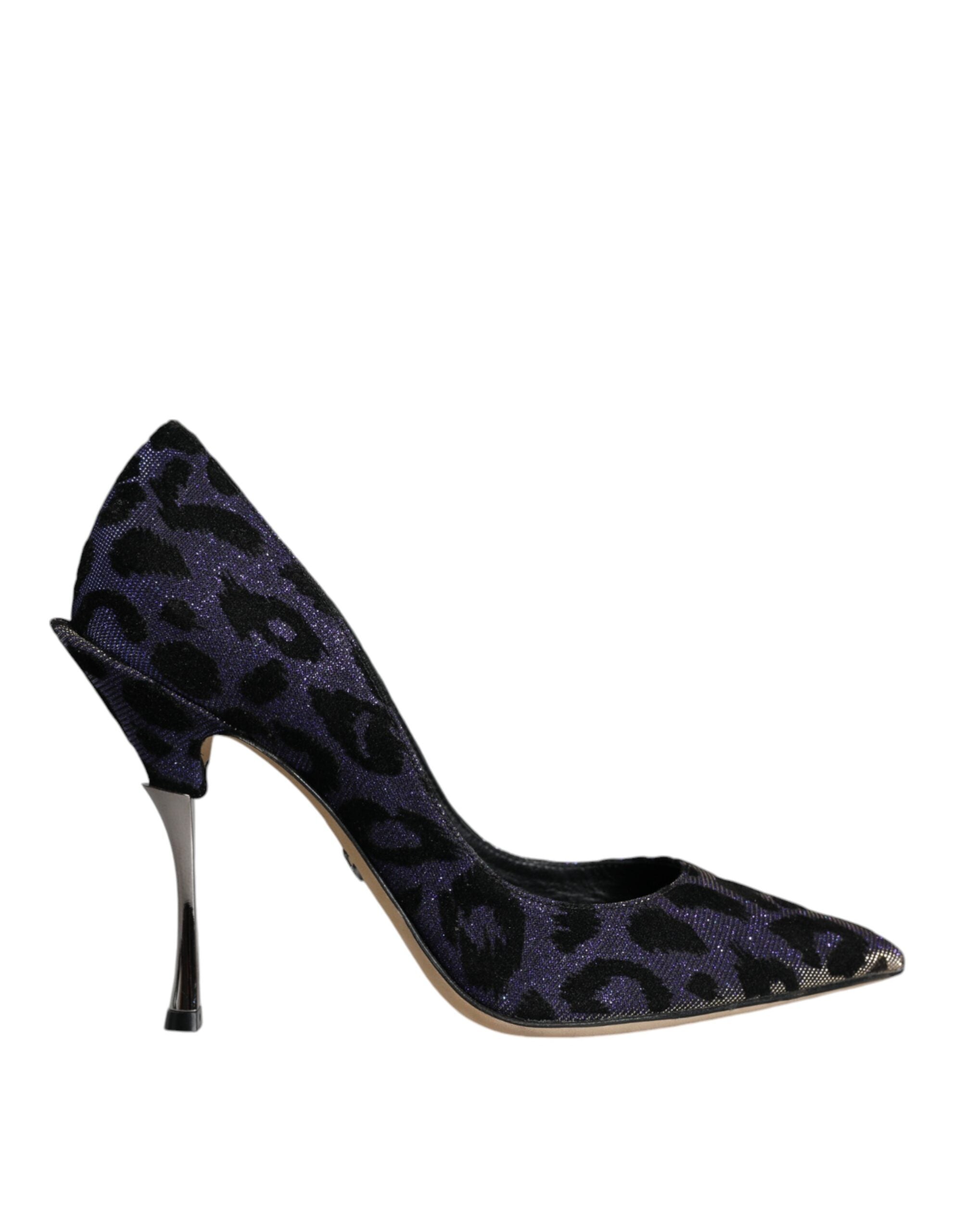 Dolce & Gabbana Violet Leopard Lurex High Heels Pumps Women's Shoes