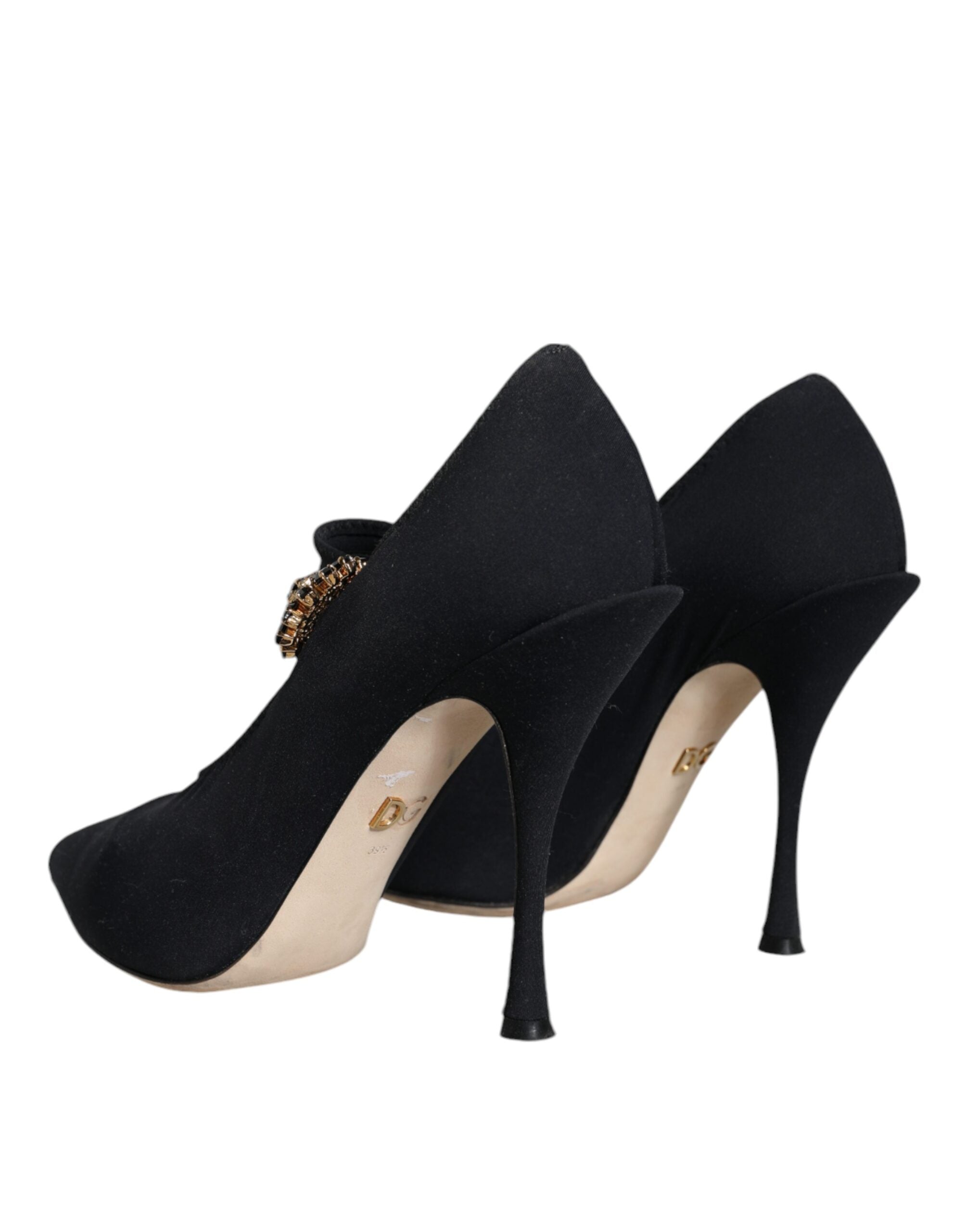 Dolce & Gabbana Black Mary Jane Jersey Crystal Pumps Women's Shoes (Pre-Owned)