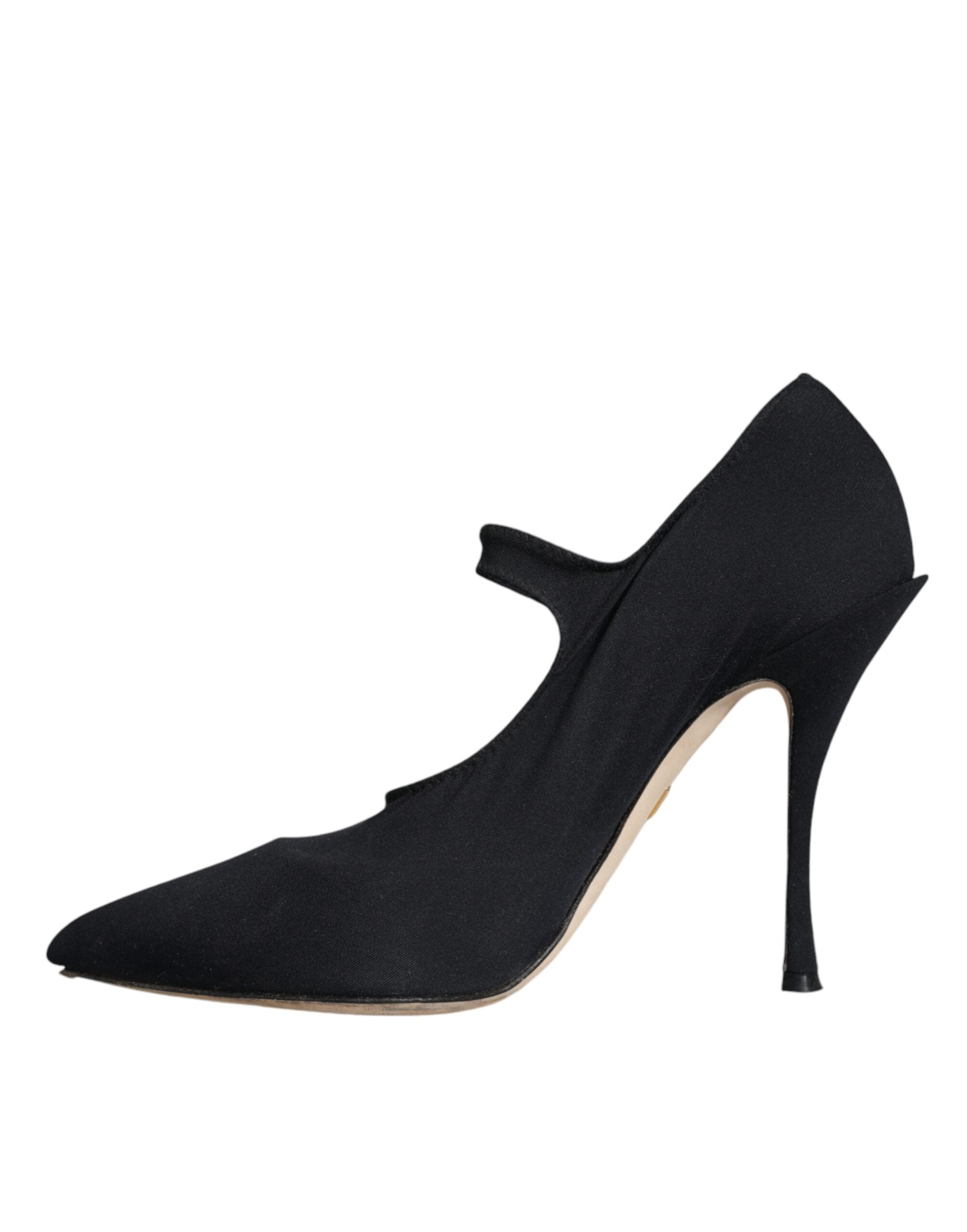 Dolce & Gabbana Black Mary Jane Jersey Crystal Pumps Women's Shoes (Pre-Owned)