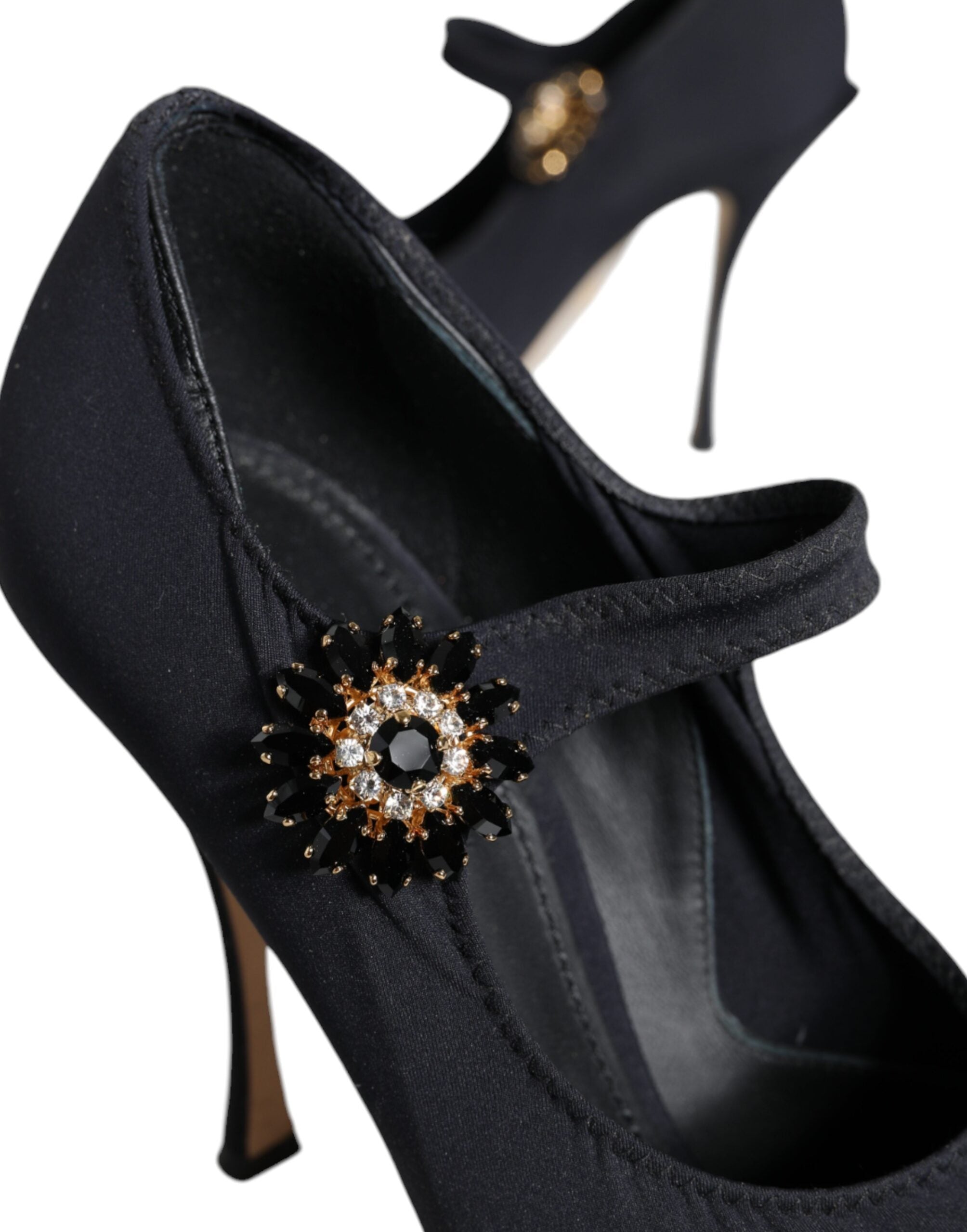 Dolce & Gabbana Black Mary Jane Jersey Crystal Pumps Women's Shoes (Pre-Owned)