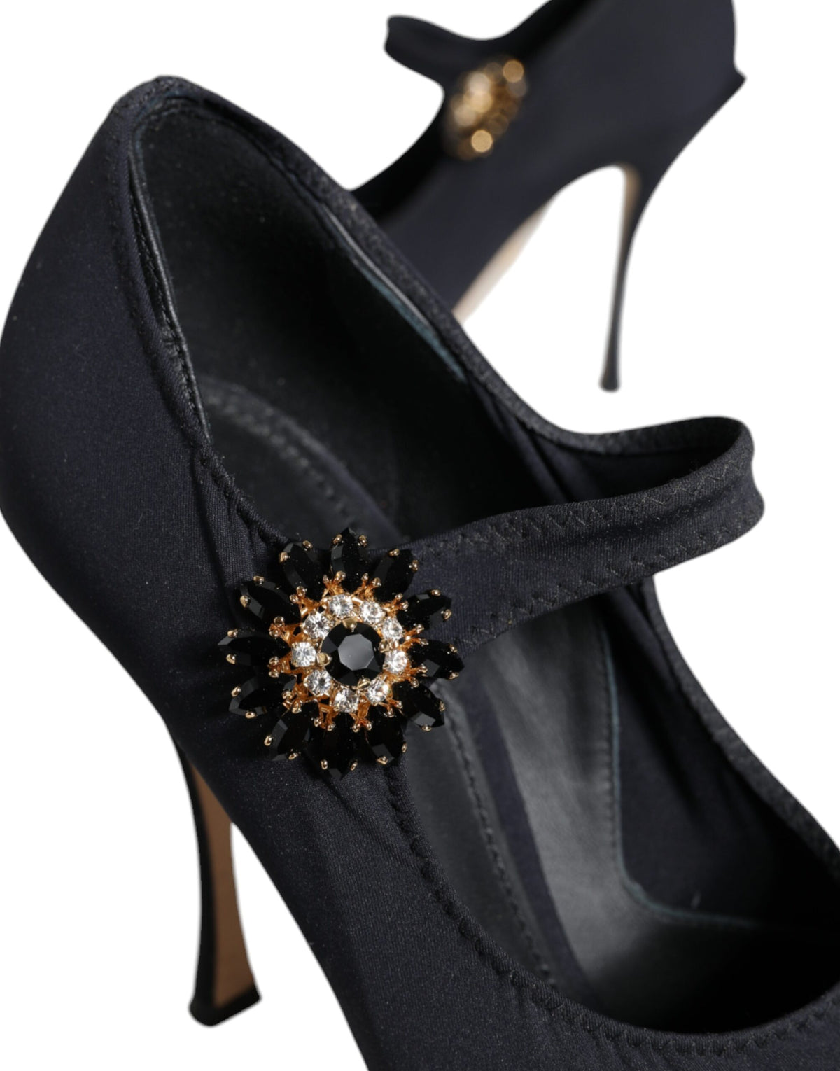 Dolce & Gabbana Black Mary Jane Jersey Crystal Pumps Women's Shoes (Pre-Owned)