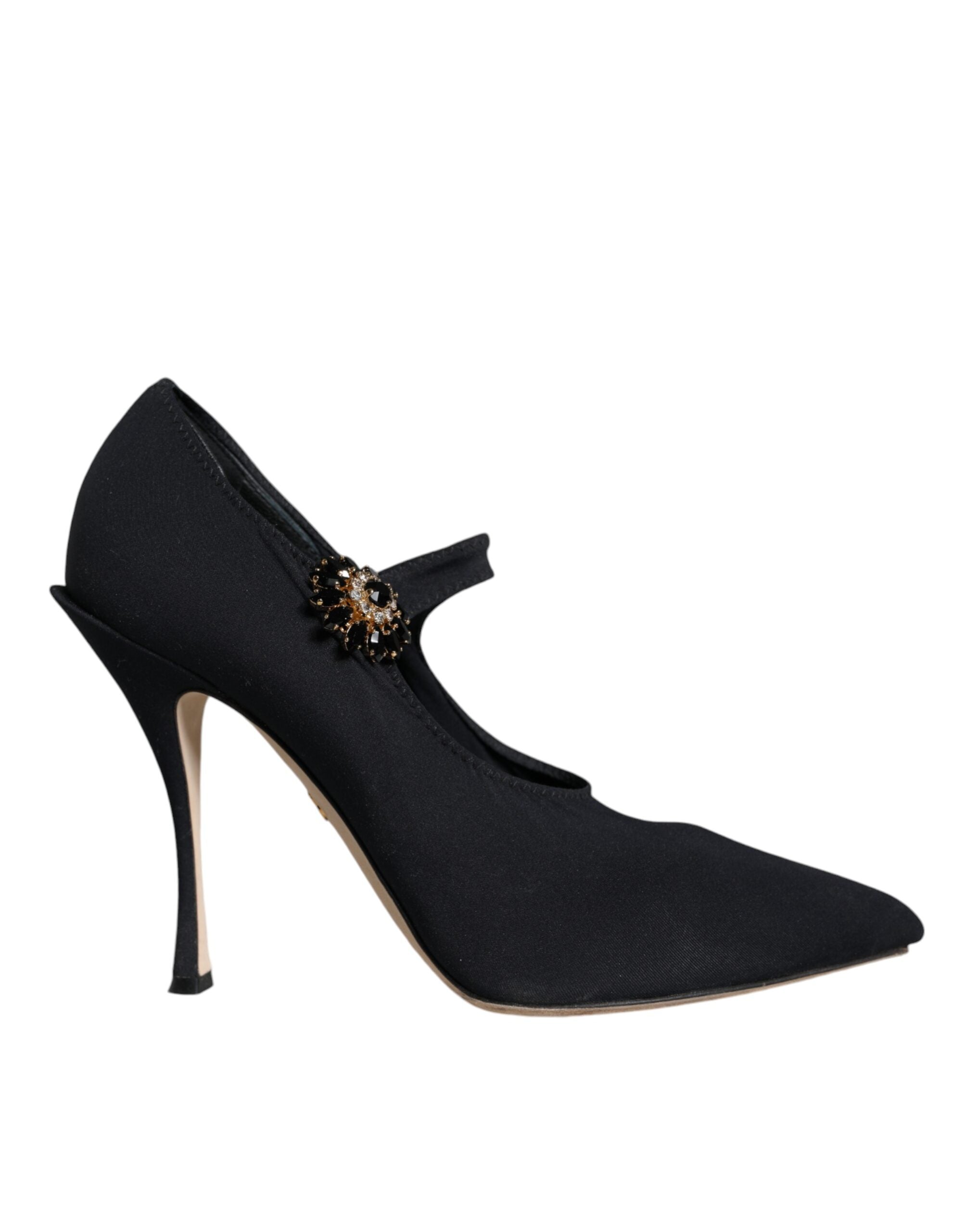 Dolce & Gabbana Black Mary Jane Jersey Crystal Pumps Women's Shoes (Pre-Owned)