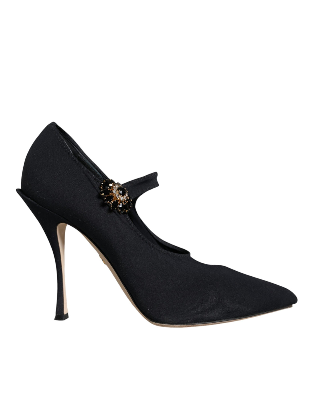 Dolce & Gabbana Black Mary Jane Jersey Crystal Pumps Women's Shoes (Pre-Owned)