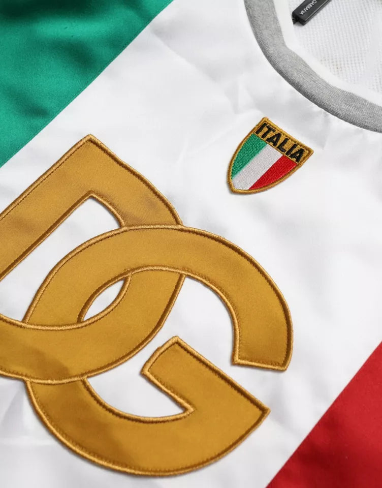 Dolce & Gabbana White Green Sleeveless Top Italian Flag Basket Men's T-shirt