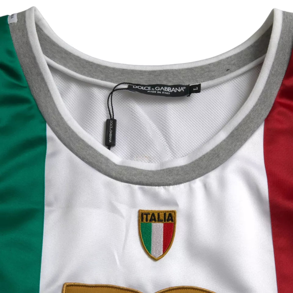Dolce & Gabbana White Green Sleeveless Top Italian Flag Basket Men's T-shirt