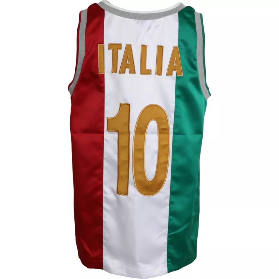 Dolce & Gabbana White Green Sleeveless Top Italian Flag Basket Men's T-shirt