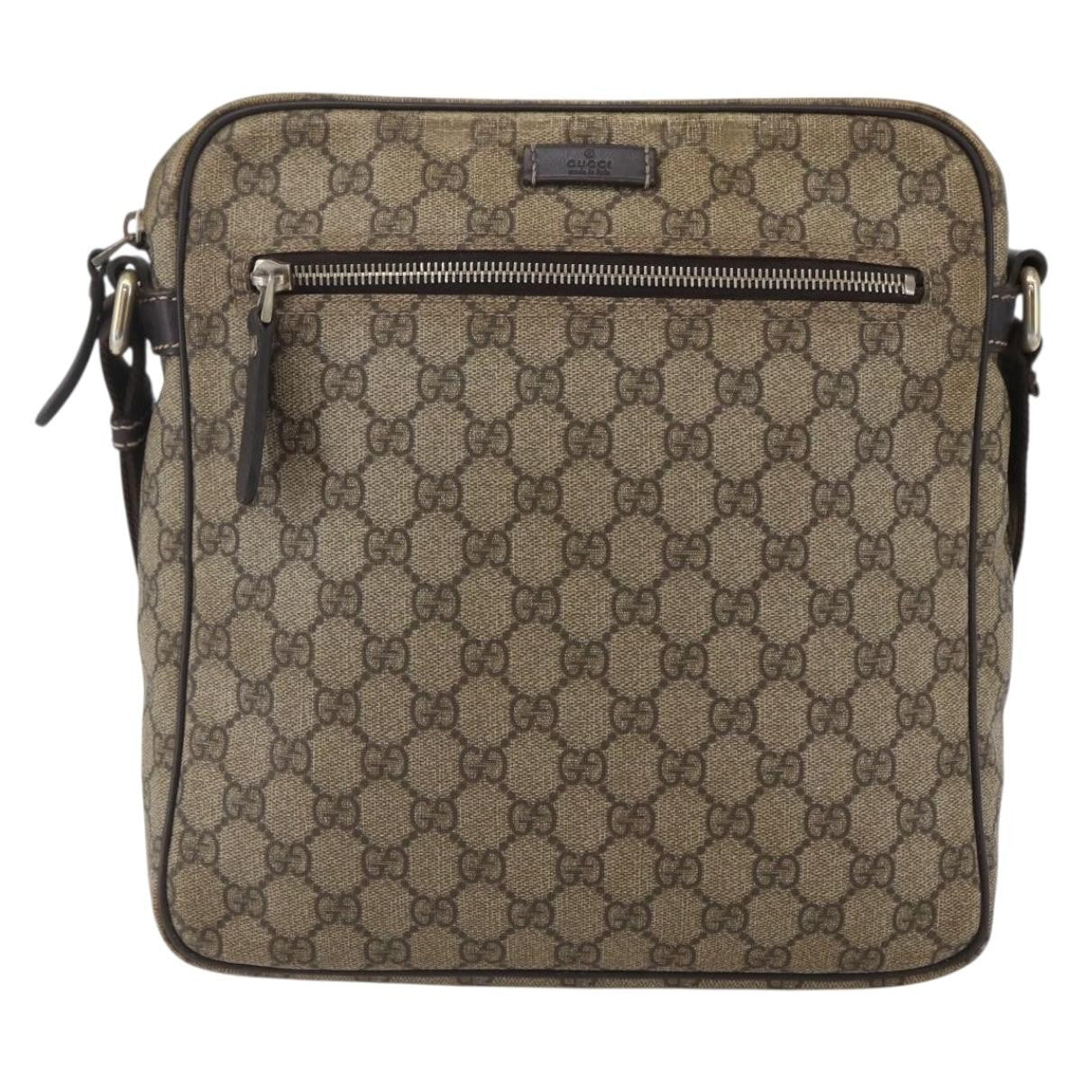 Gucci Front Zip Messenger Gg Coated Canvas Brown Canvas Shoulder Bag Bag (Pre-Owned)