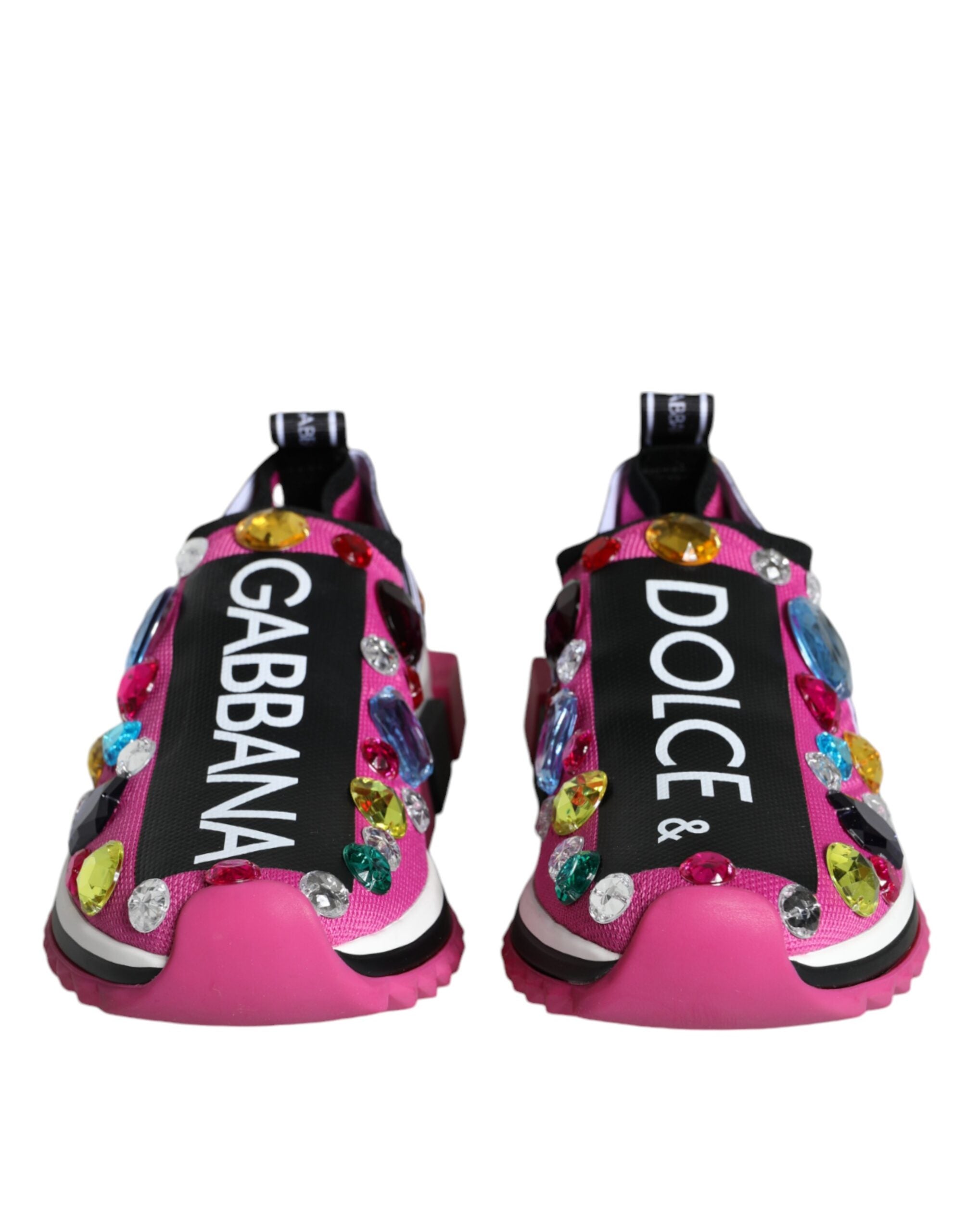 Dolce & Gabbana Pink Sorrento Crystals Low Top Sneakers Women's Shoes