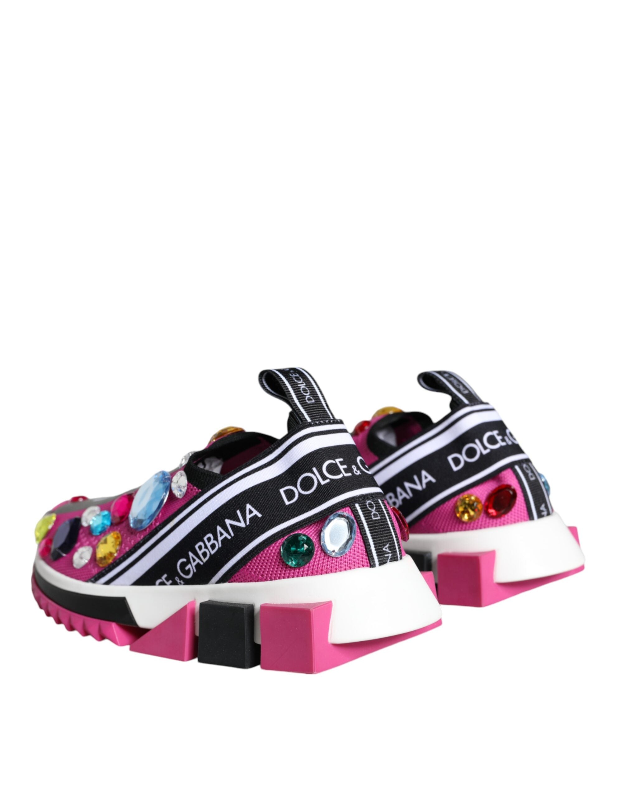 Dolce & Gabbana Pink Sorrento Crystals Low Top Sneakers Women's Shoes