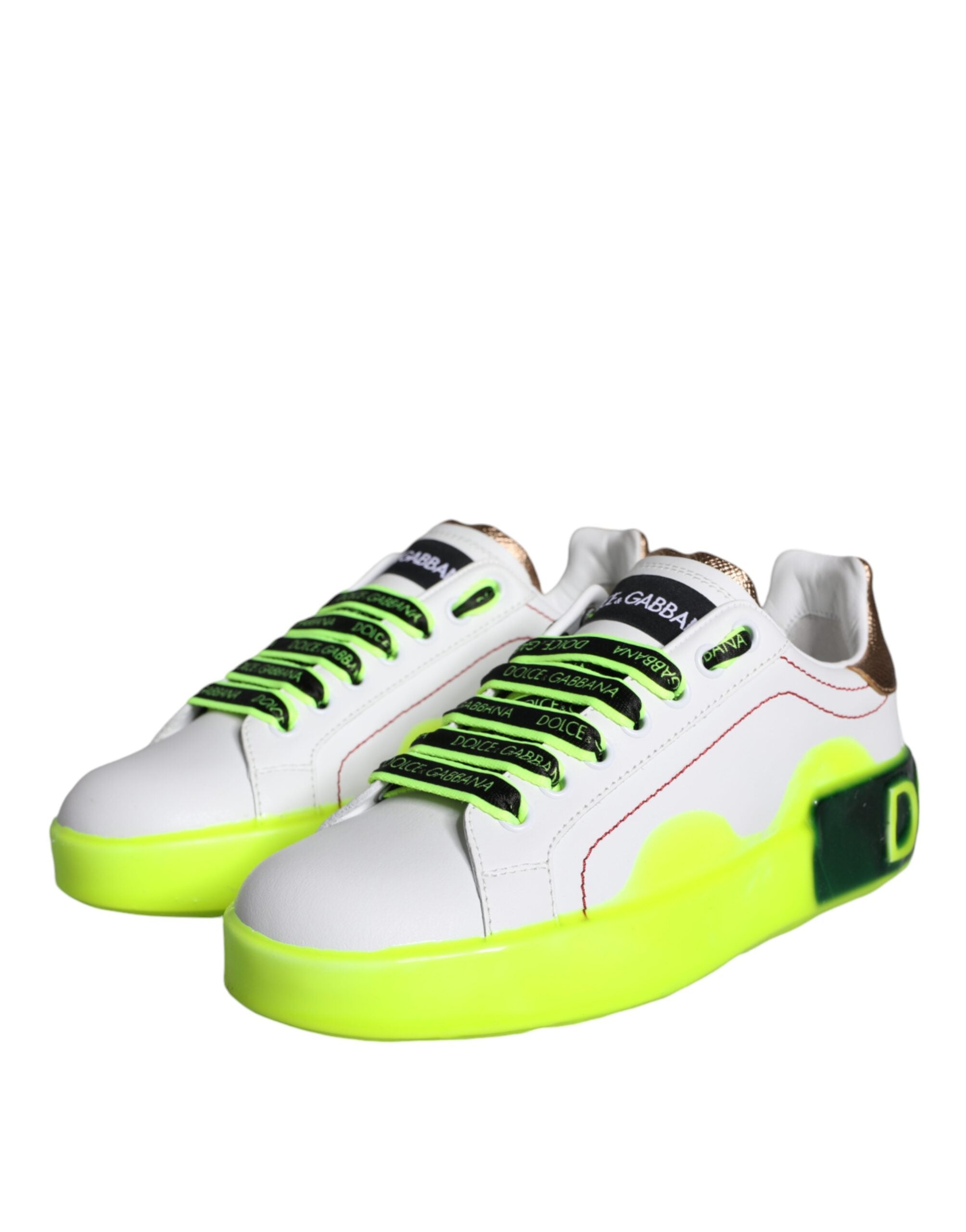 Dolce & Gabbana White Leather Portofino Low Top Sneakers Women's Shoes
