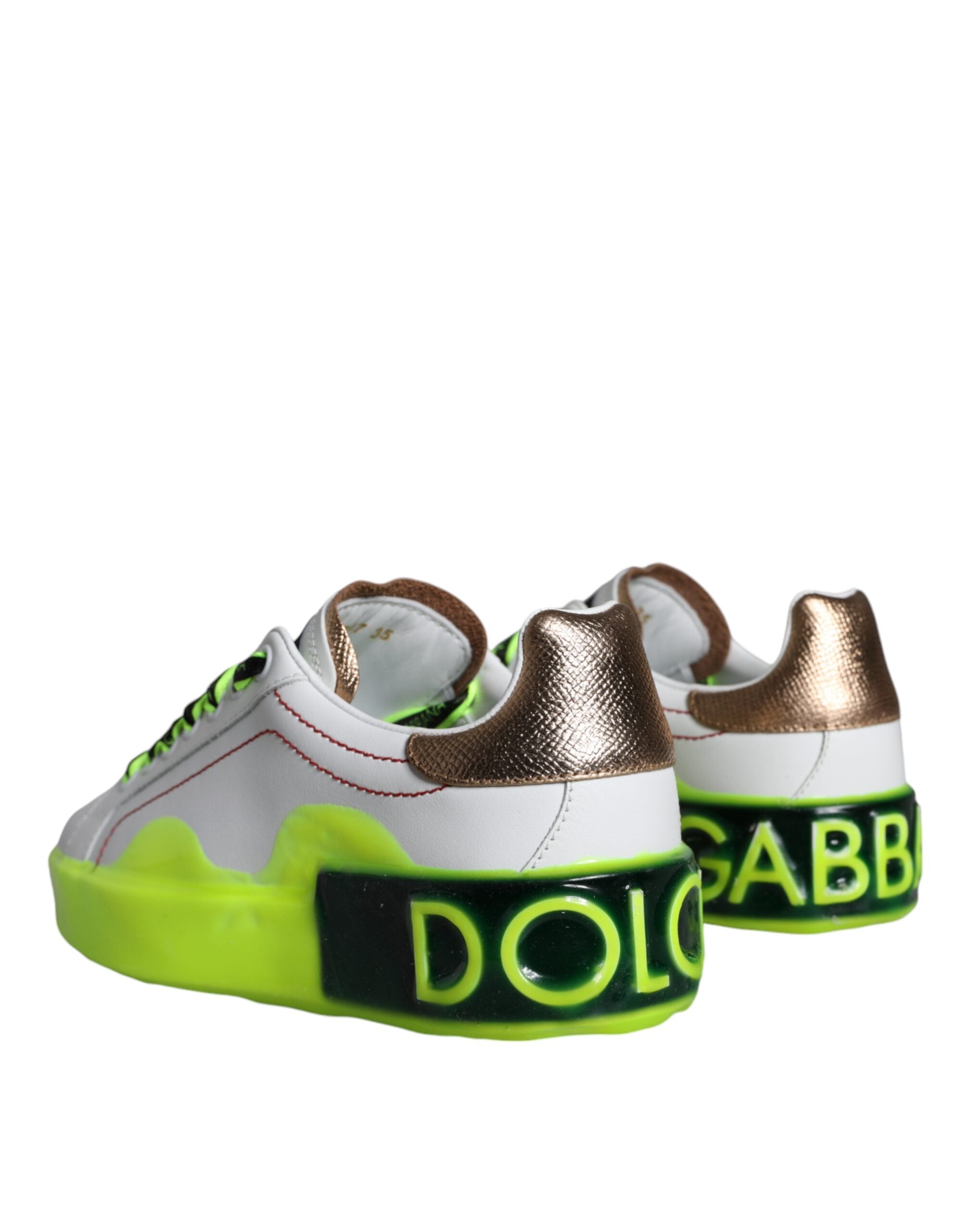 Dolce & Gabbana White Leather Portofino Low Top Sneakers Women's Shoes