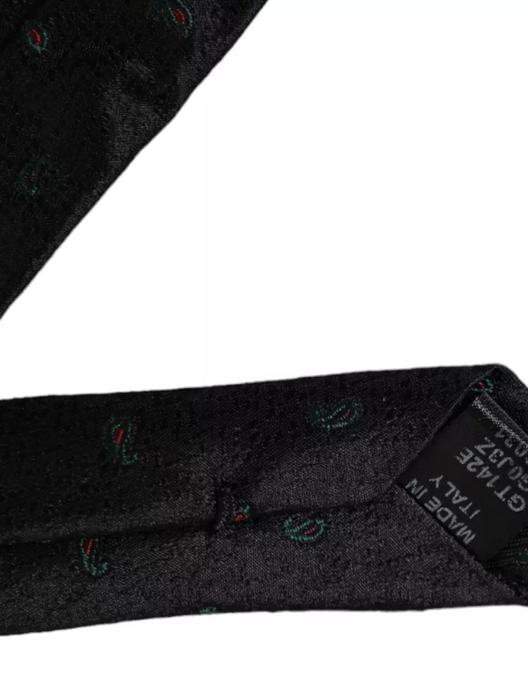 Dolce & Gabbana Dark Gray Fantasy 100% Silk Adjustable Men Men's Tie