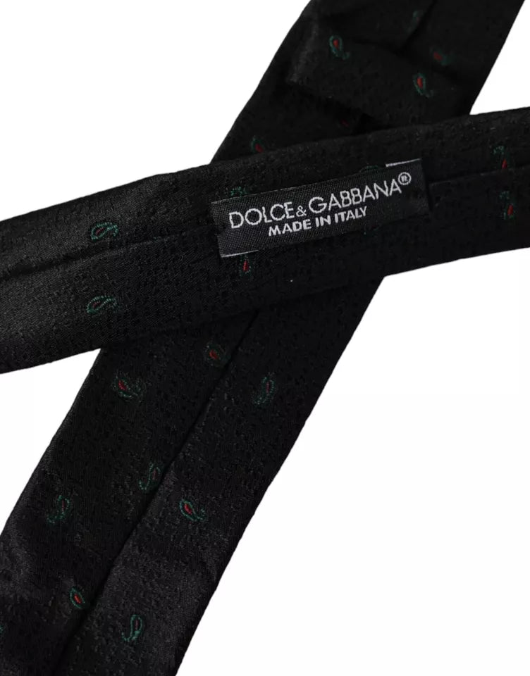 Dolce & Gabbana Dark Gray Fantasy 100% Silk Adjustable Men Men's Tie