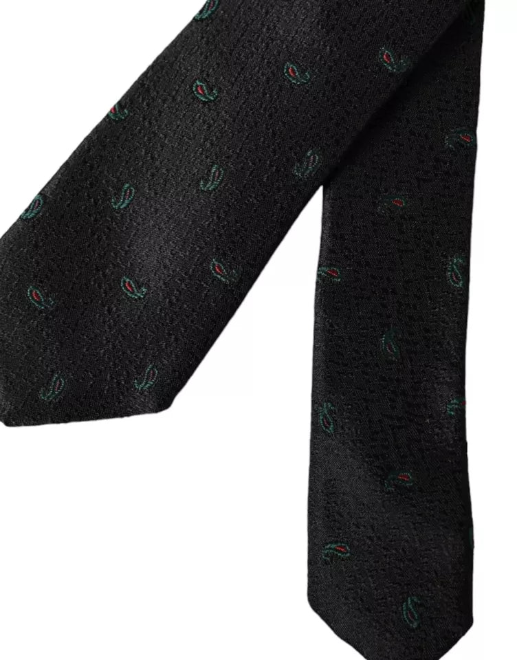 Dolce & Gabbana Dark Gray Fantasy 100% Silk Adjustable Men Men's Tie