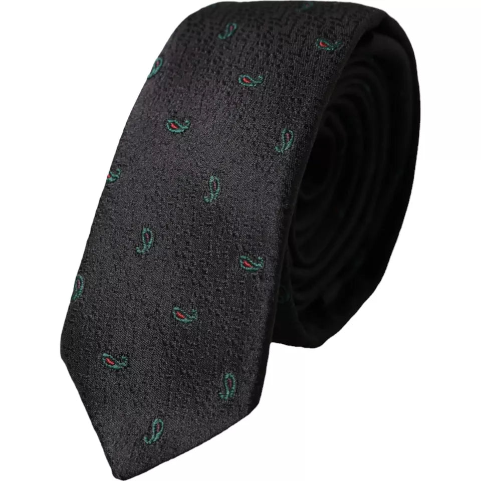 Dolce & Gabbana Dark Gray Fantasy 100% Silk Adjustable Men Men's Tie