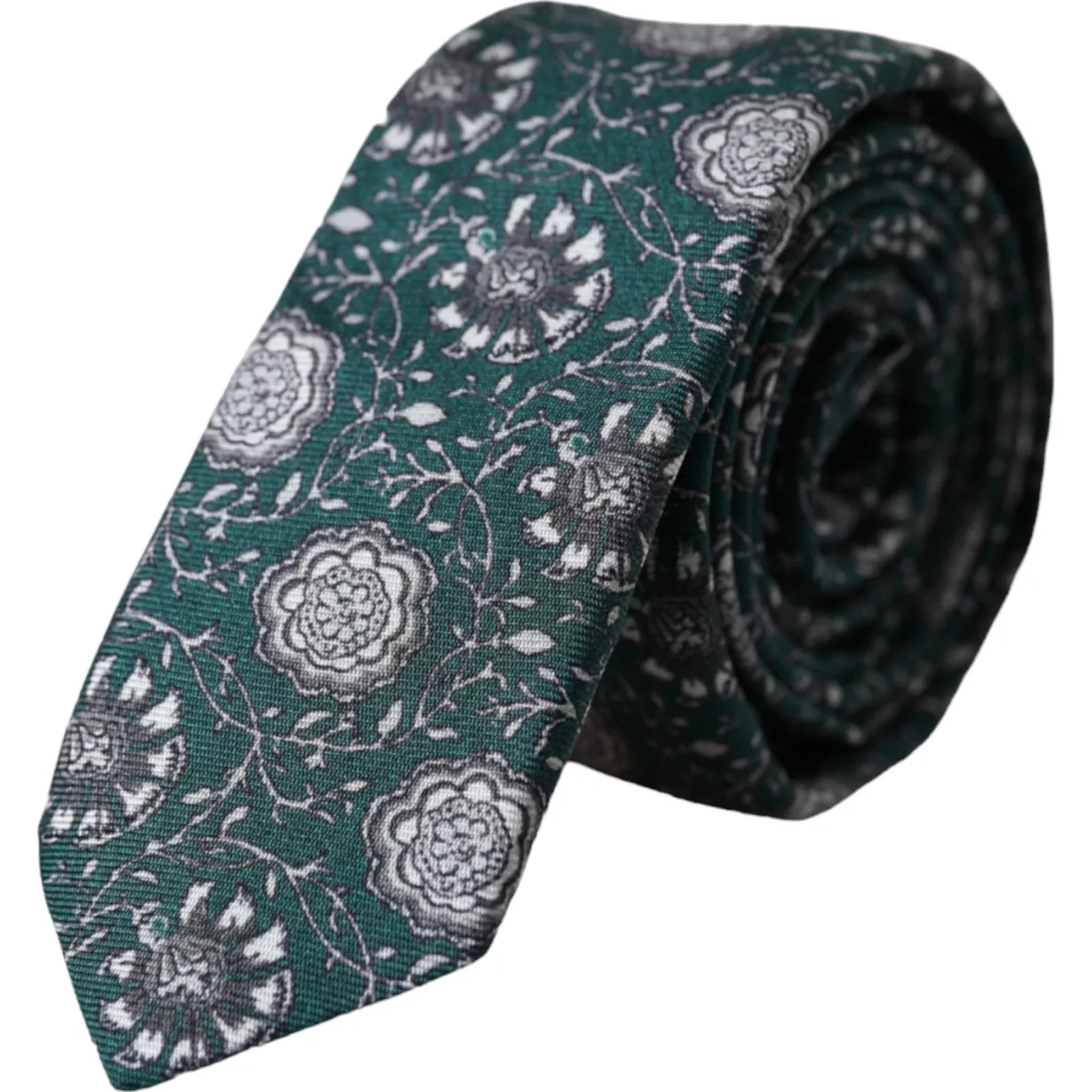 Dolce & Gabbana Green Floral Print Silk Adjustable Men Men's Tie