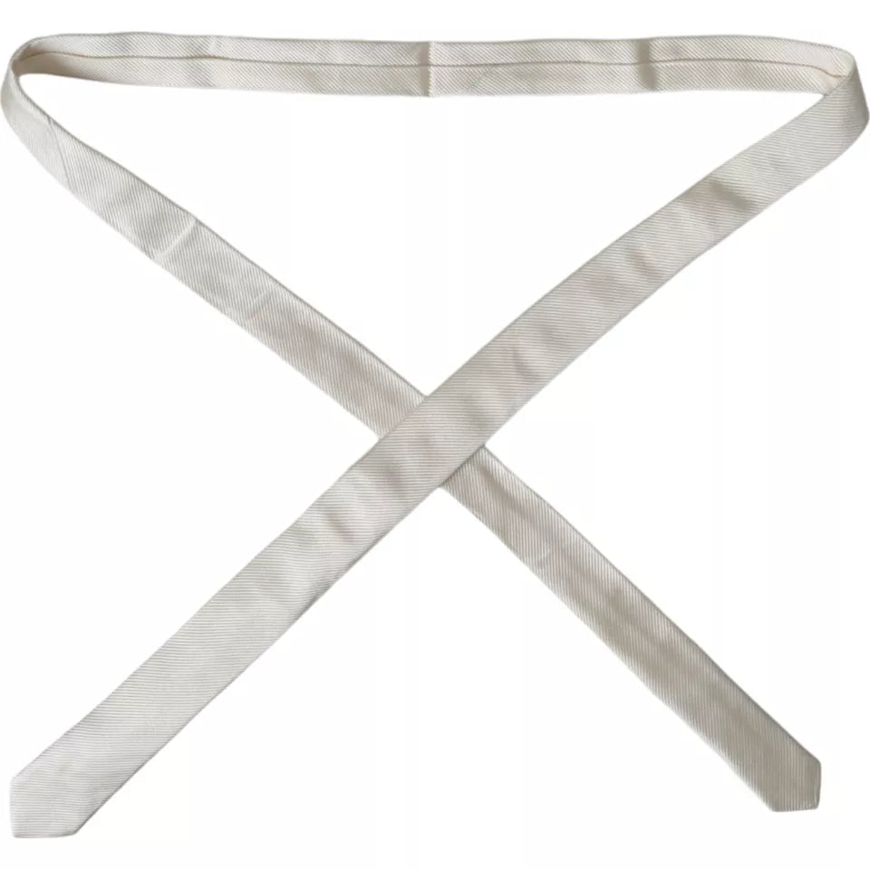 Dolce & Gabbana White Solid 100% Silk Adjustable Men's Tie