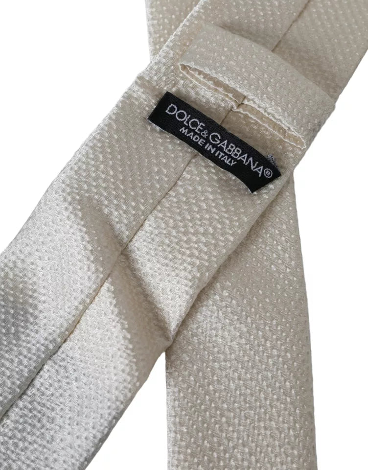 Dolce & Gabbana Off White 100% Silk Adjustable NeckMen's Men Men's Tie