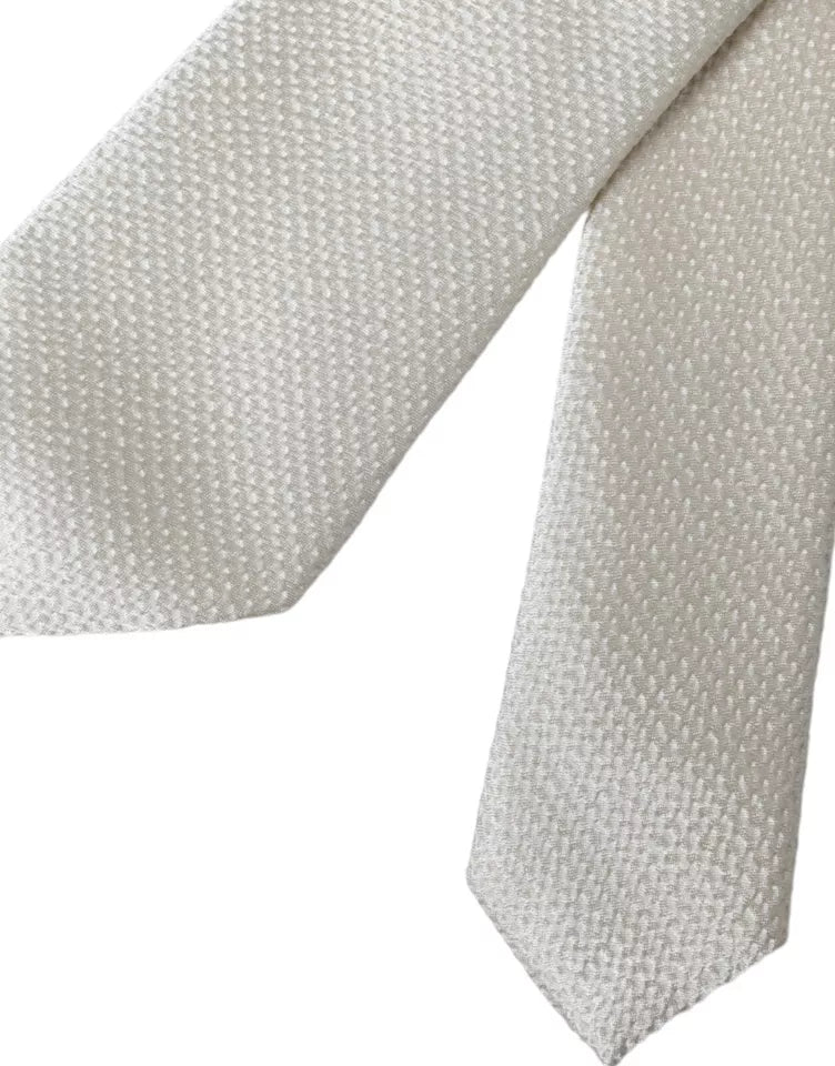 Dolce & Gabbana Off White 100% Silk Adjustable NeckMen's Men Men's Tie