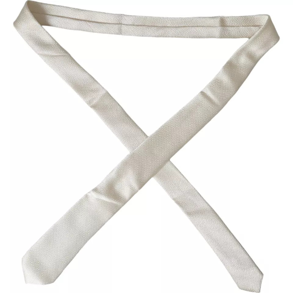 Dolce & Gabbana Off White 100% Silk Adjustable NeckMen's Men Men's Tie